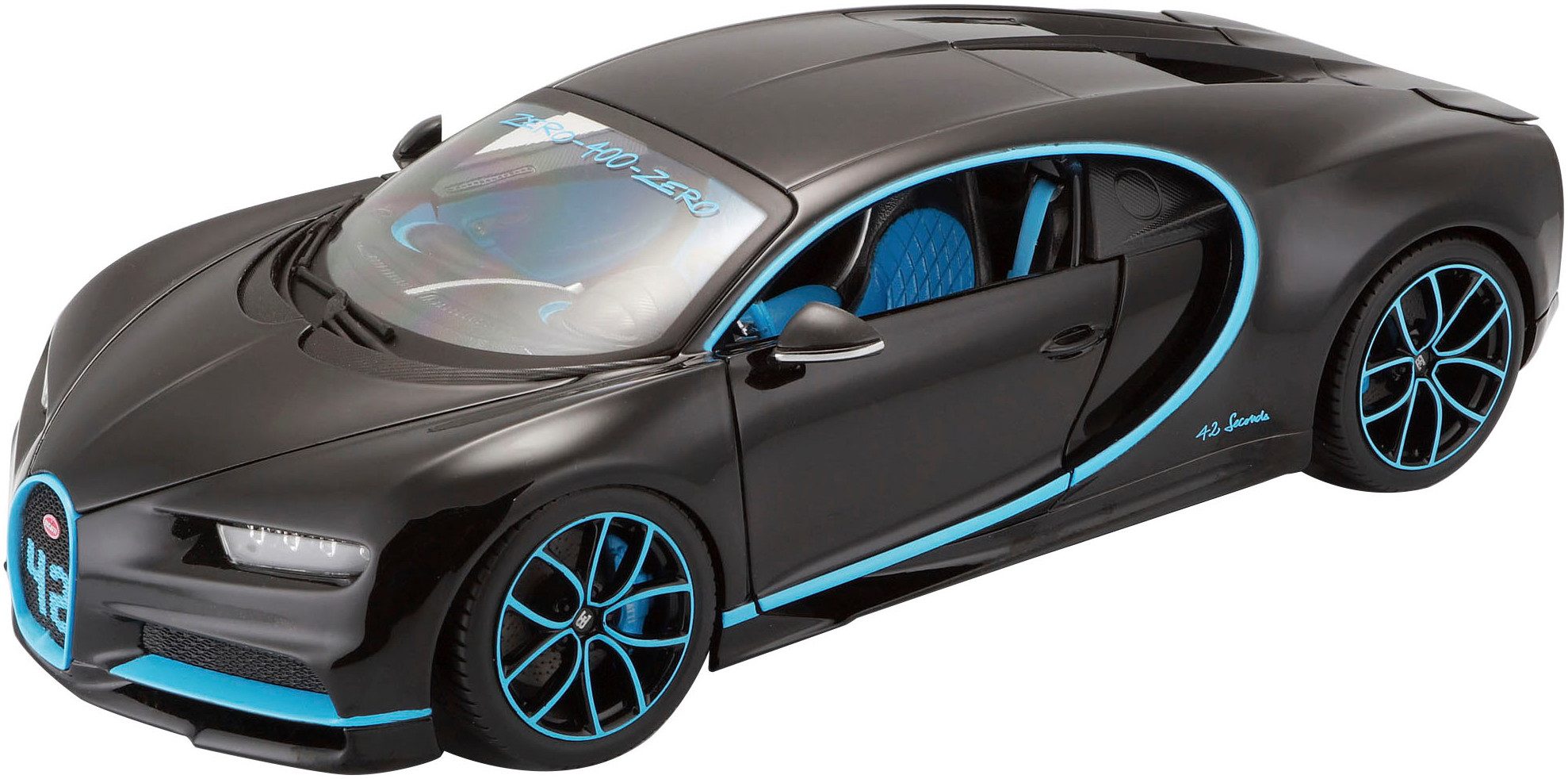 Bburago Auto op schaal Bugatti Chiron - World Record 0-400-0 km in 42 Sec.