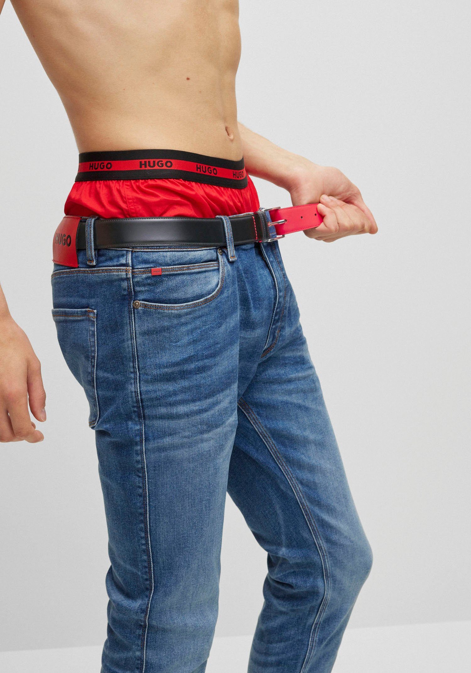 HUGO Leren riem Barney van glad leer met logo-sluiting
