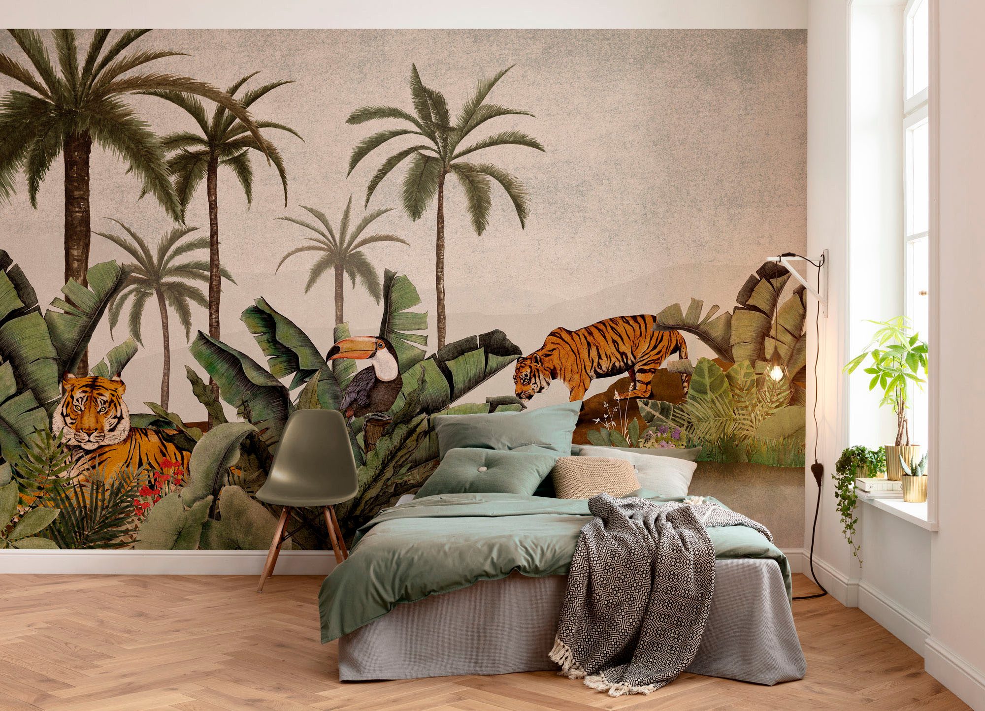 Komar Fotobehang Digitale print vlies - Tiger Jungle - Afmeting 400 x 250 cm (1 stuk)