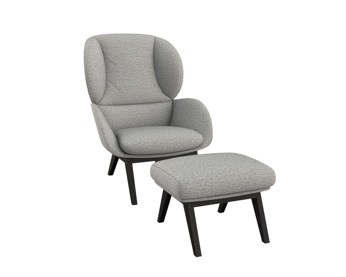 FLEXLUX Hocker Adria Zwarte poten, voetenbank/poef voor oorfauteuil