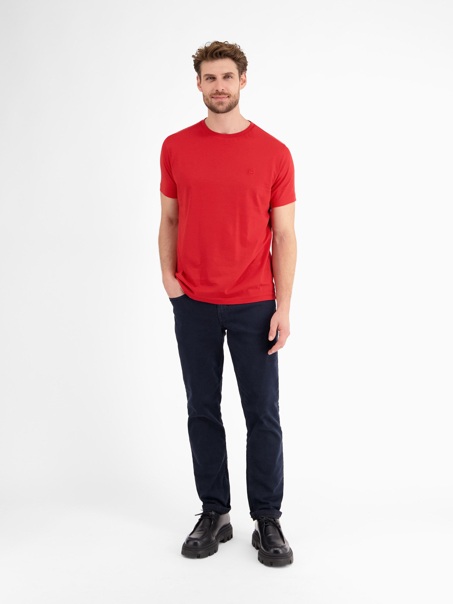Lerros T-shirt LERROS basic T-shirt met logostiksel, effen