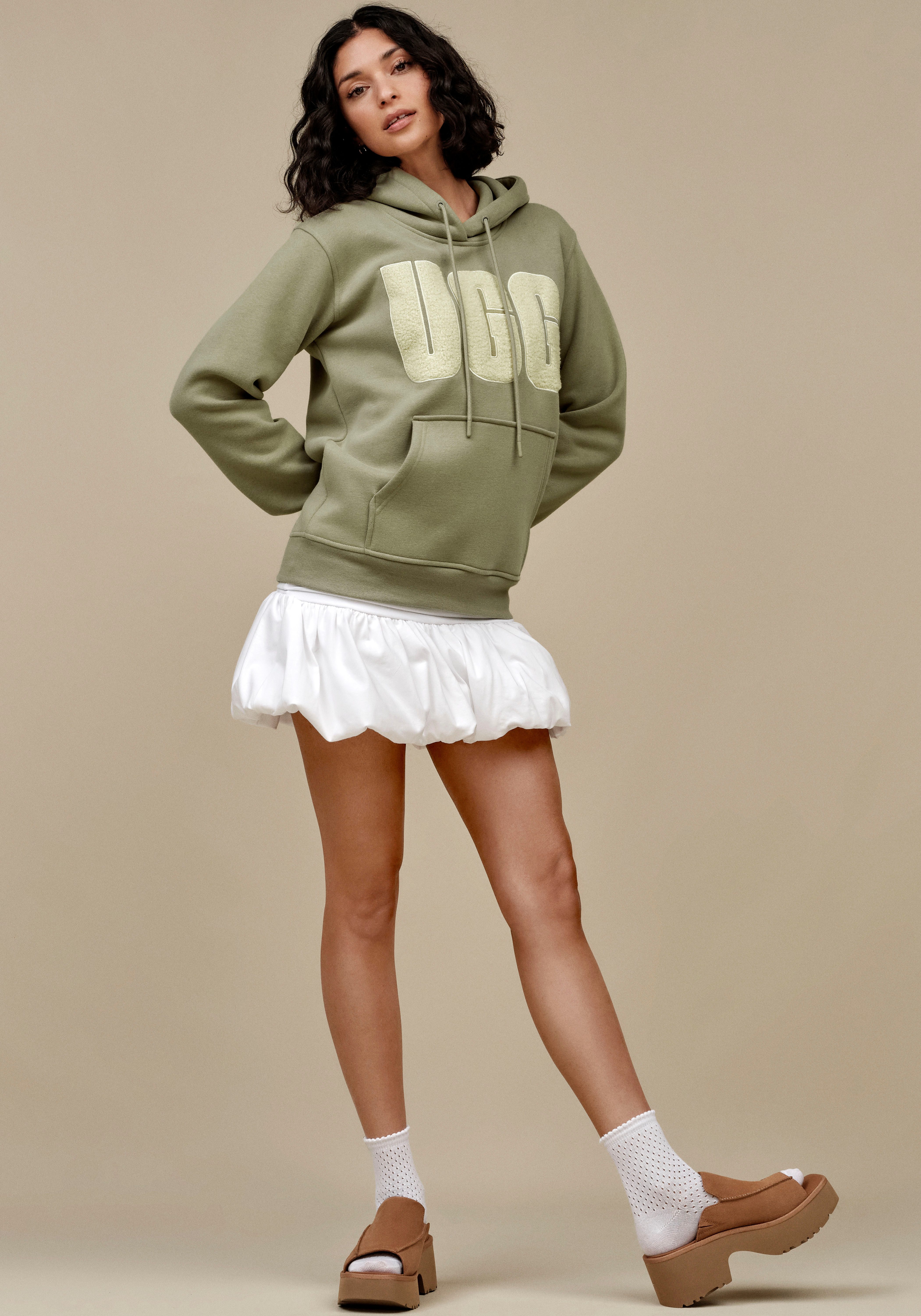 UGG Hoodie W REY UGGFLUFF LOGO HOODIE