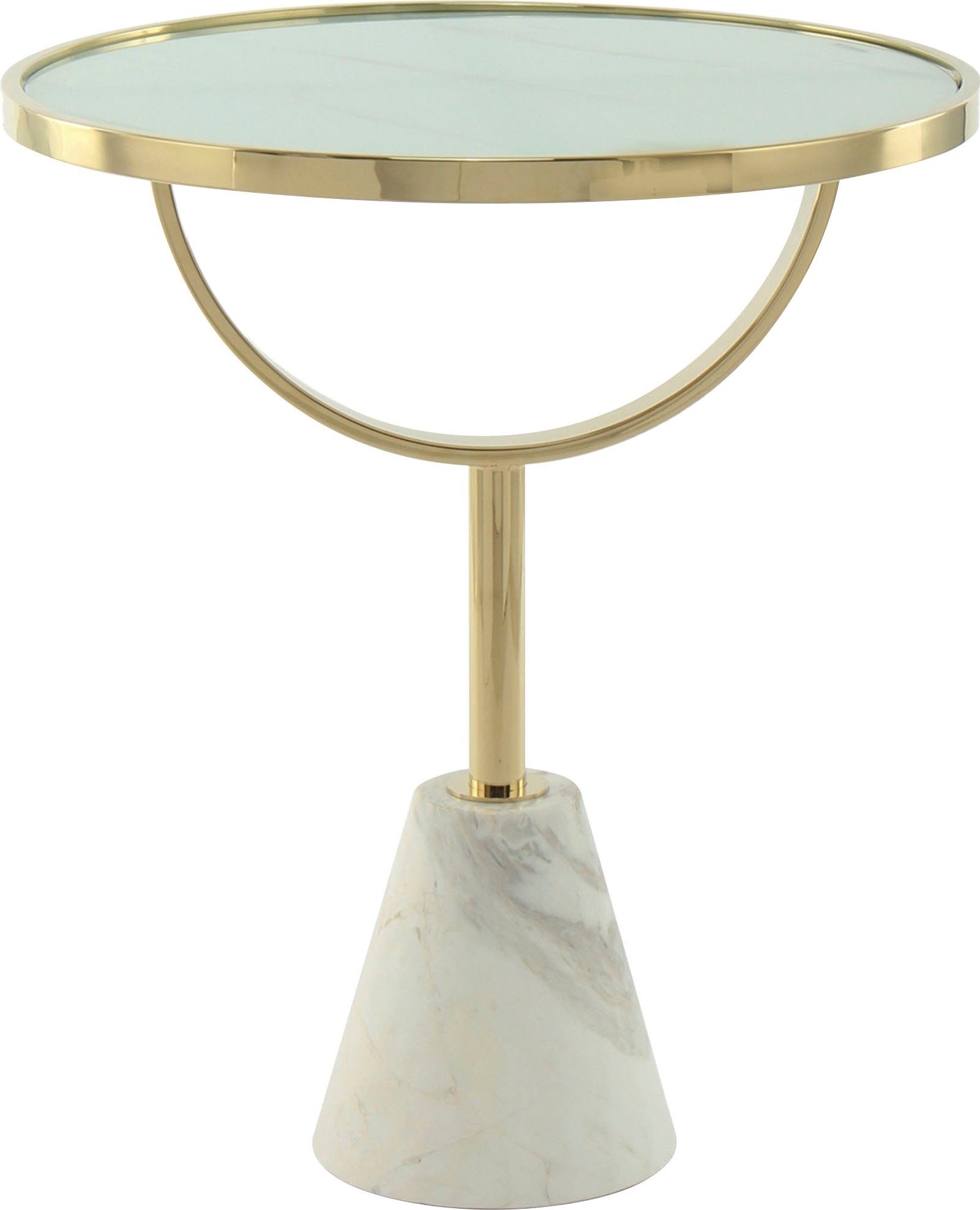 Kayoom Bijzettafel Rocio, opvallend design, stabiele marmeren sokkel opvallend frame, stabiele marmeren voet, gemarmerde glazen plaat (1 stuk)