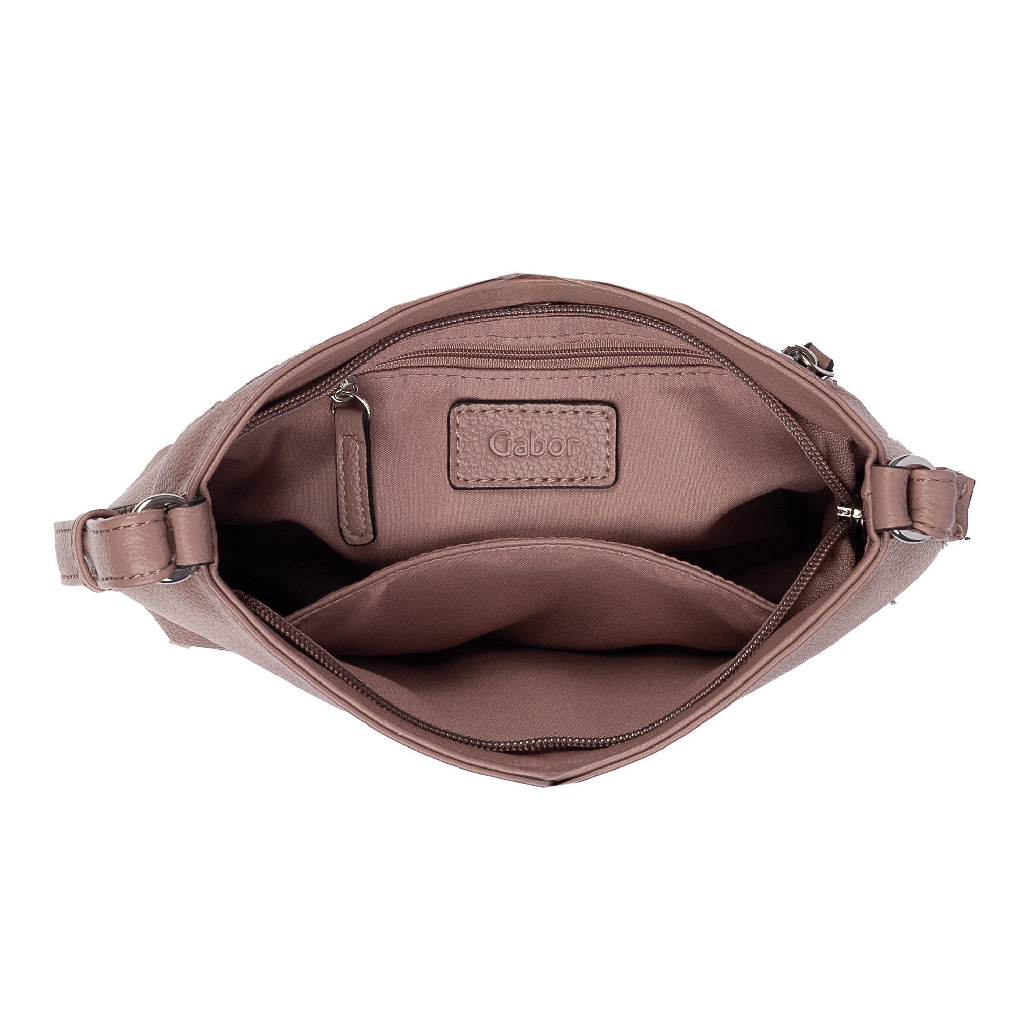 Gabor Schoudertas Elfie uit fijn nerf, glad kunstleer en met een logo rubber patch