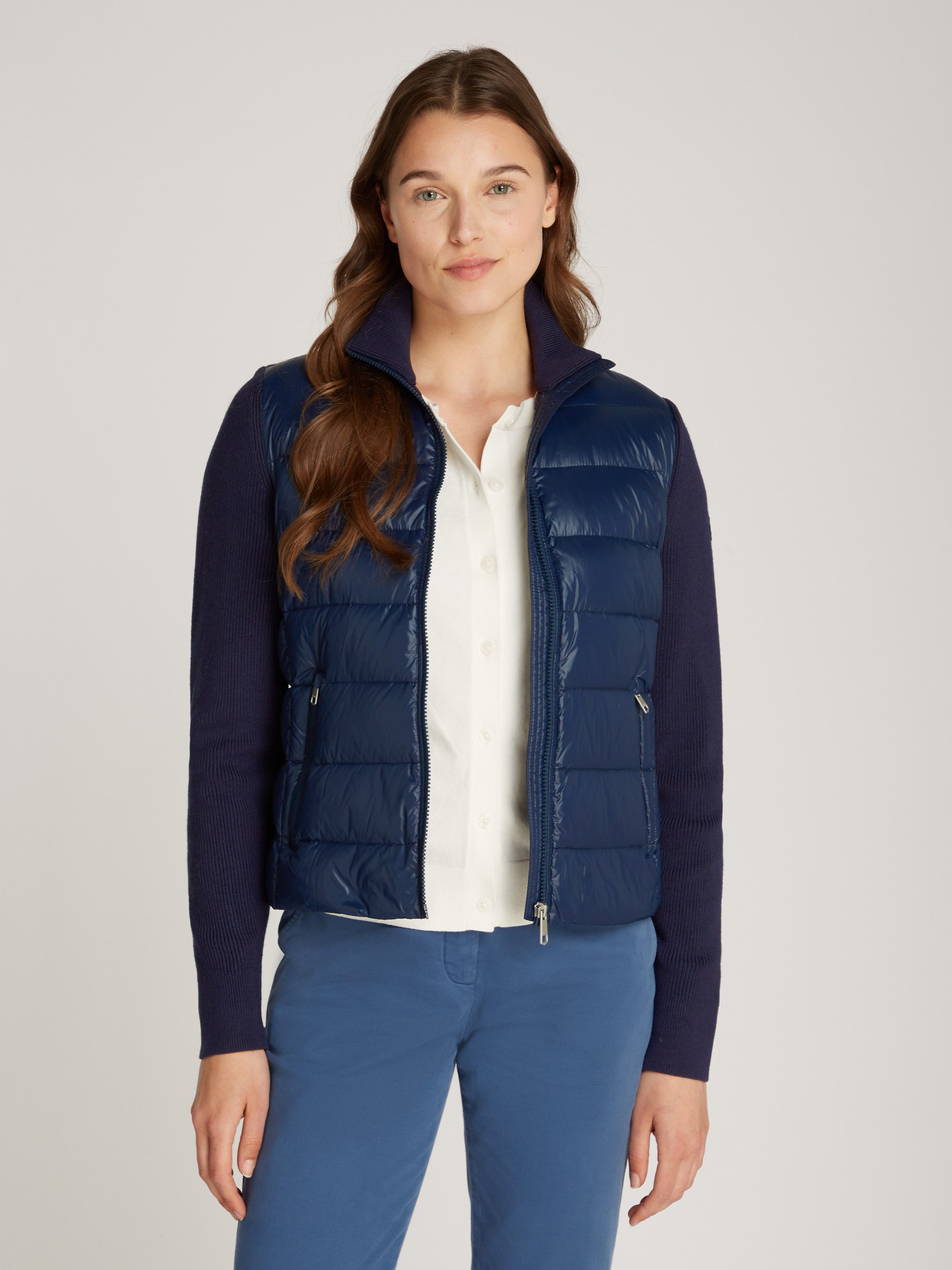 Tommy Hilfiger Gewatteerde jas LW DOWN FEMININE GLOSS KNIT JKT dames donsjassen maat M (38) blauw