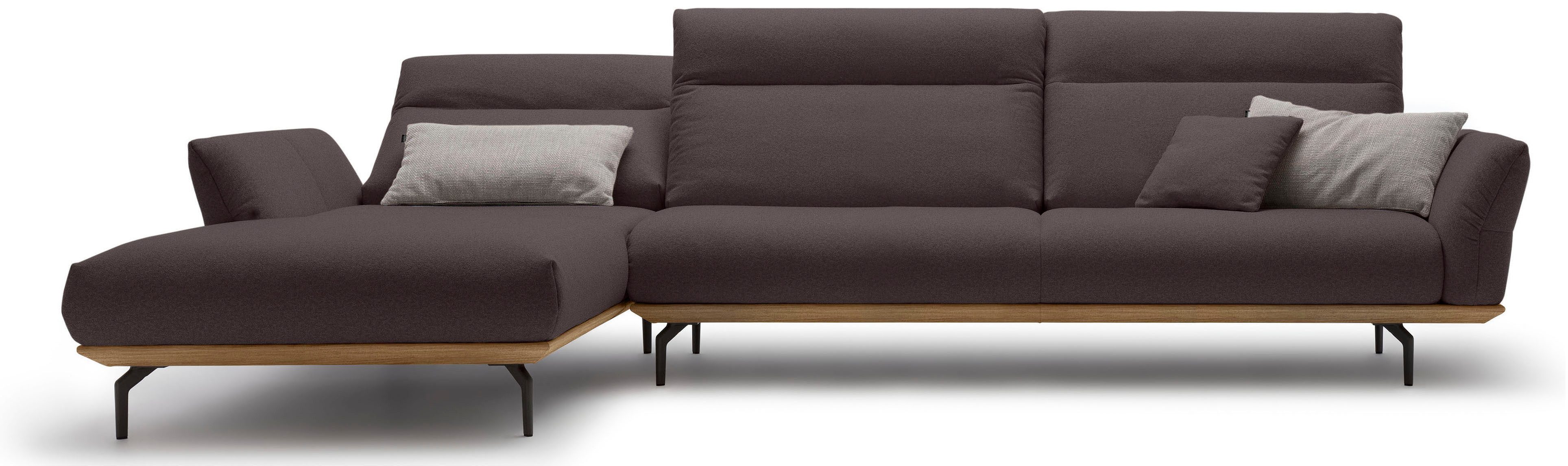 Creation BY ROLF BENZ Hoekbank CR.460 Sokkel in walnotenhout, onderstel in umbra grijs, breedte 338 cm