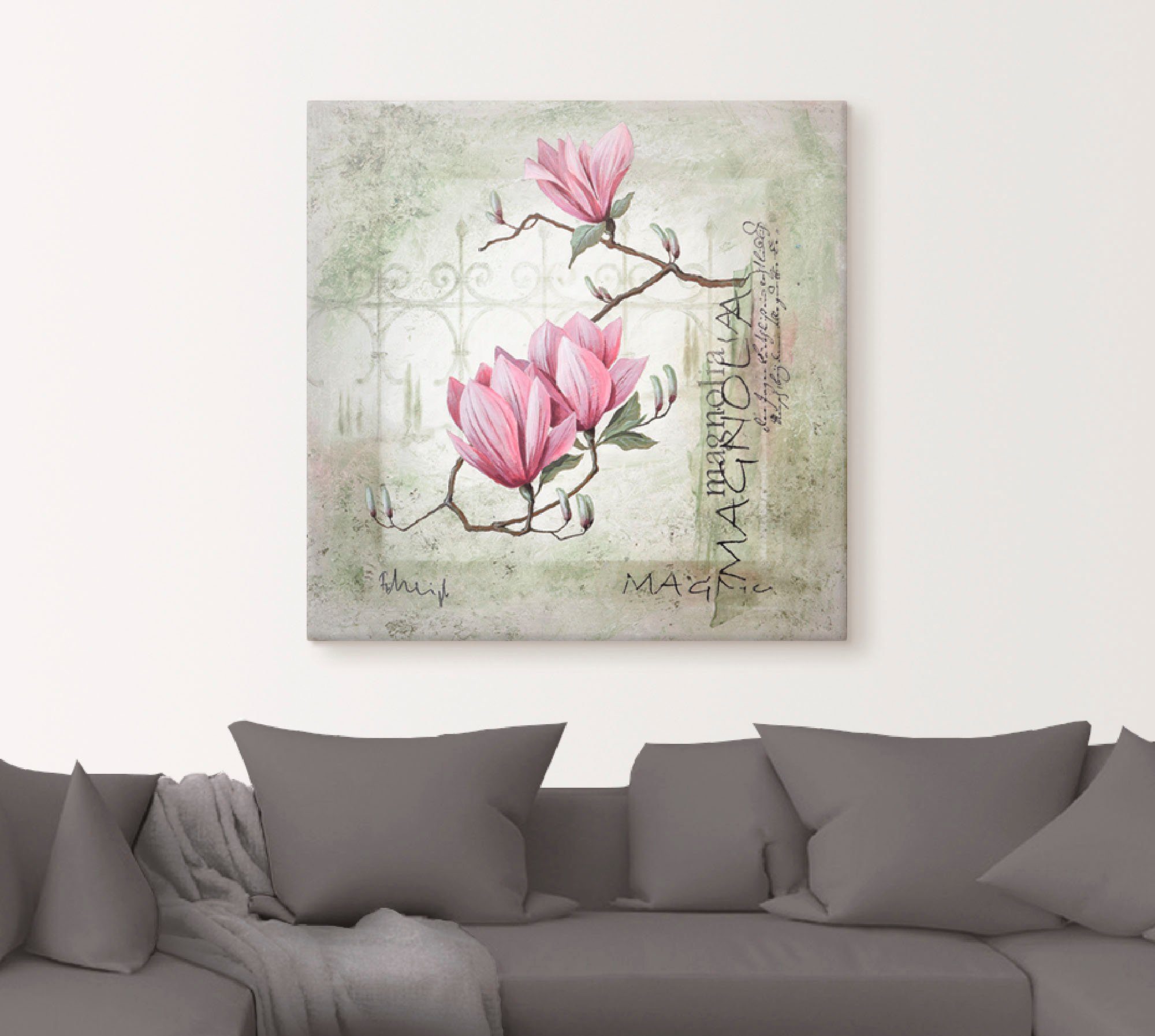 Artland Artprint Pinkkleurige magnolia als artprint op linnen, poster, muursticker in verschillende maten