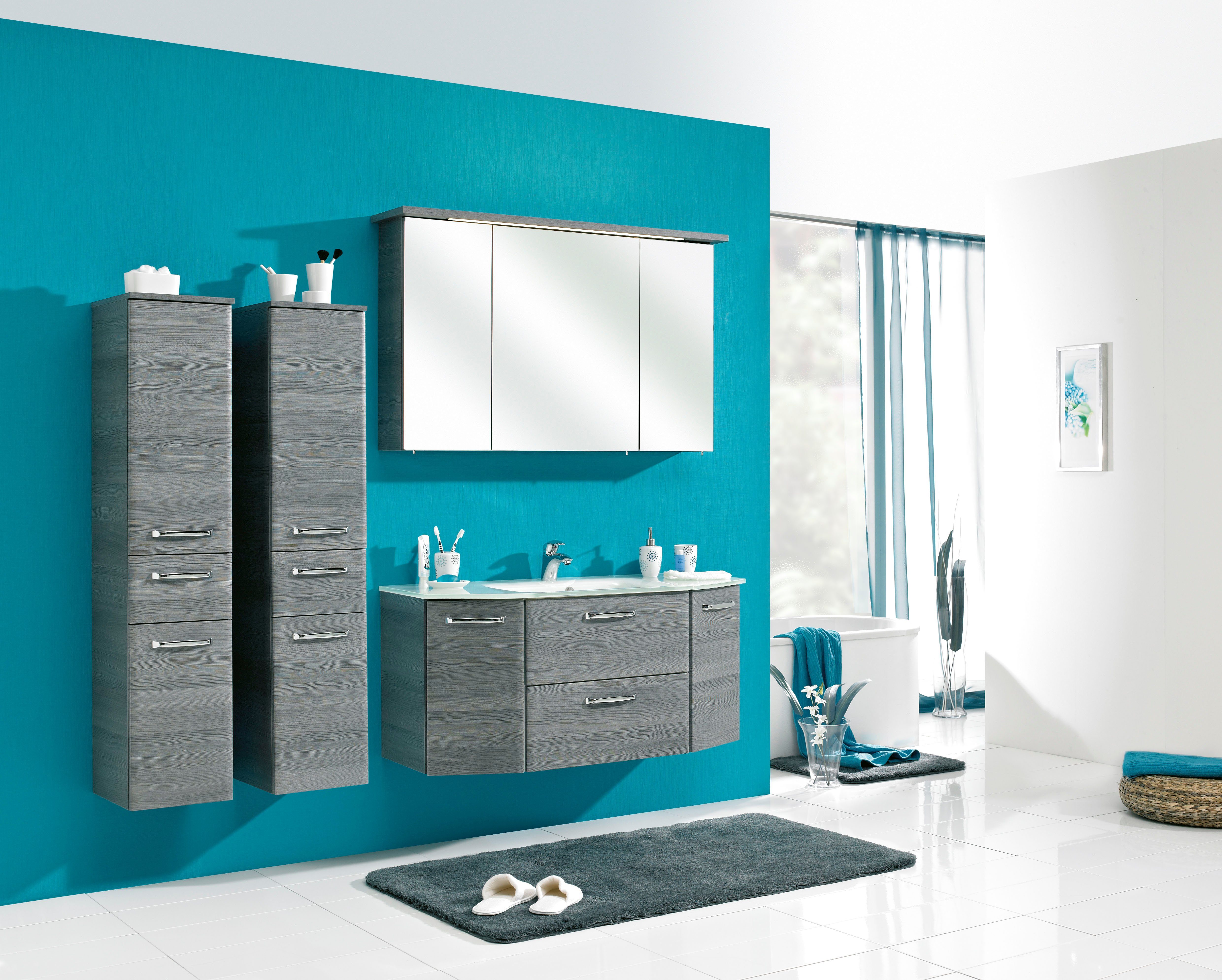 Saphir Wastafelonderkast Quickset wastafel incl. glazen wastafel, 112 cm breed, 2 deuren Onderkast met wasbak, inclusief deurdemper, grepen glanzend chroom