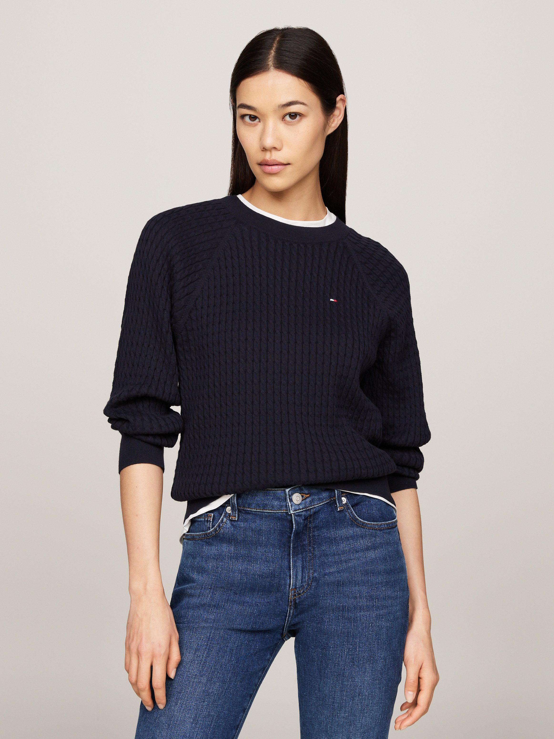 Tommy Hilfiger Trui met ronde hals CO CABLE C-NK SWEATER