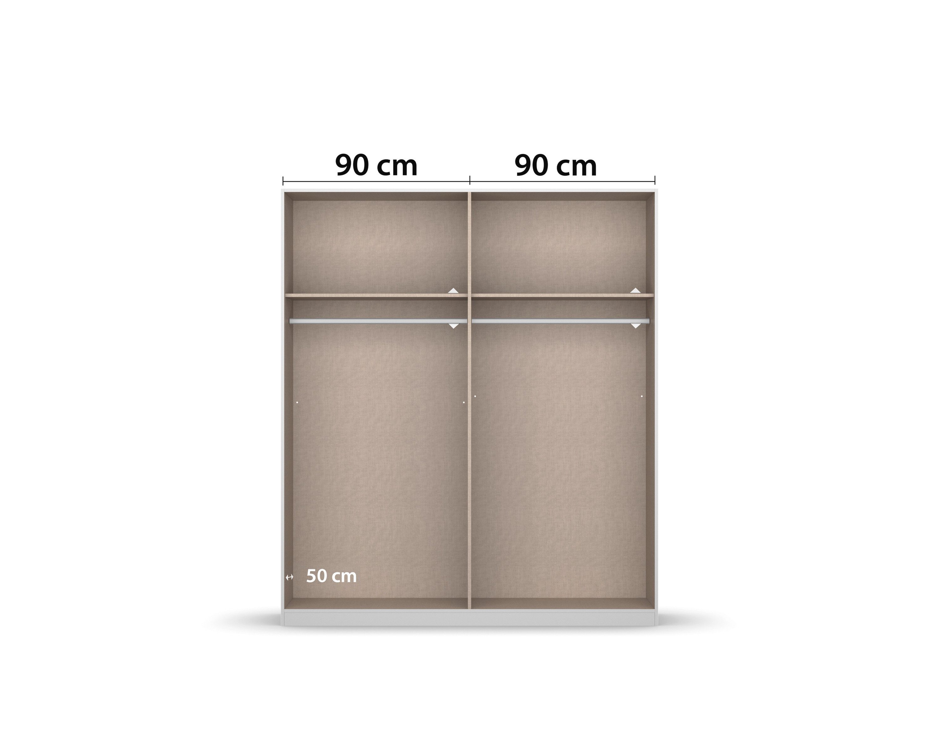 rauch Draaideurkast Kledingkast Kast Garderobe Slaapkamerkast ACERO Middeldeuren met spiegel in moderne loft-look MADE IN GERMANY