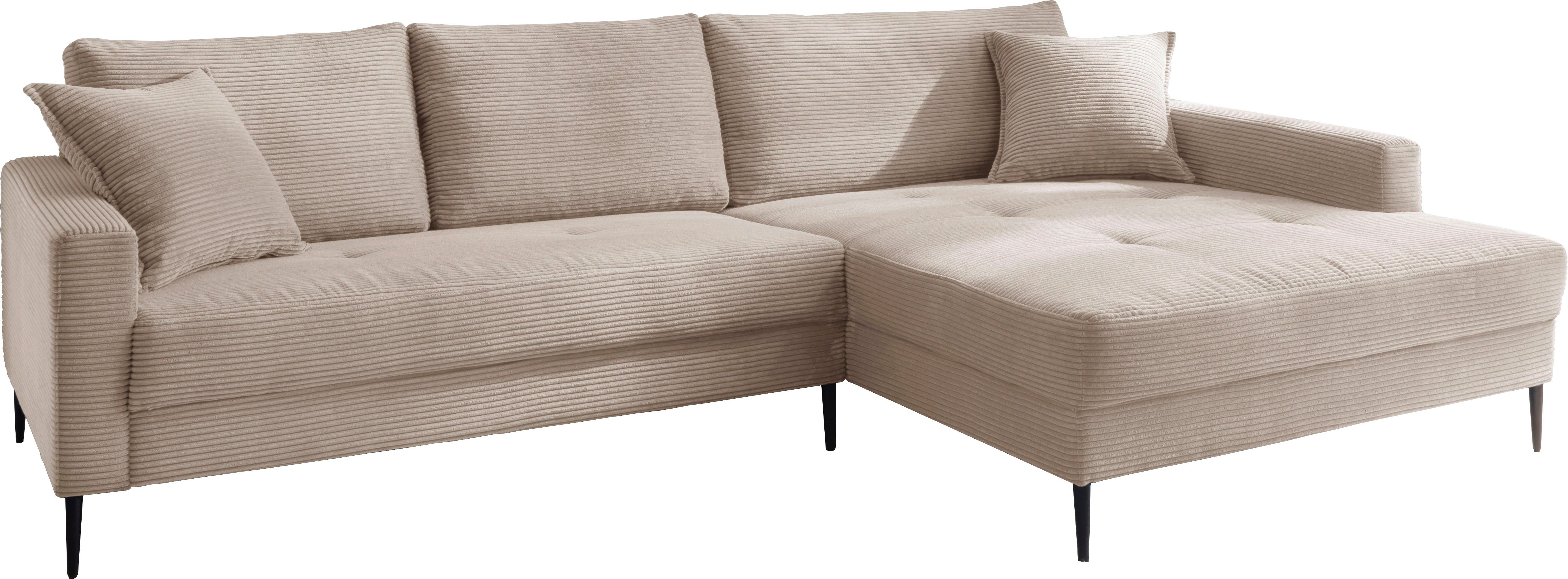 Trends by HG Hoekbank Summer L-vorm in cordstof met metalen voet