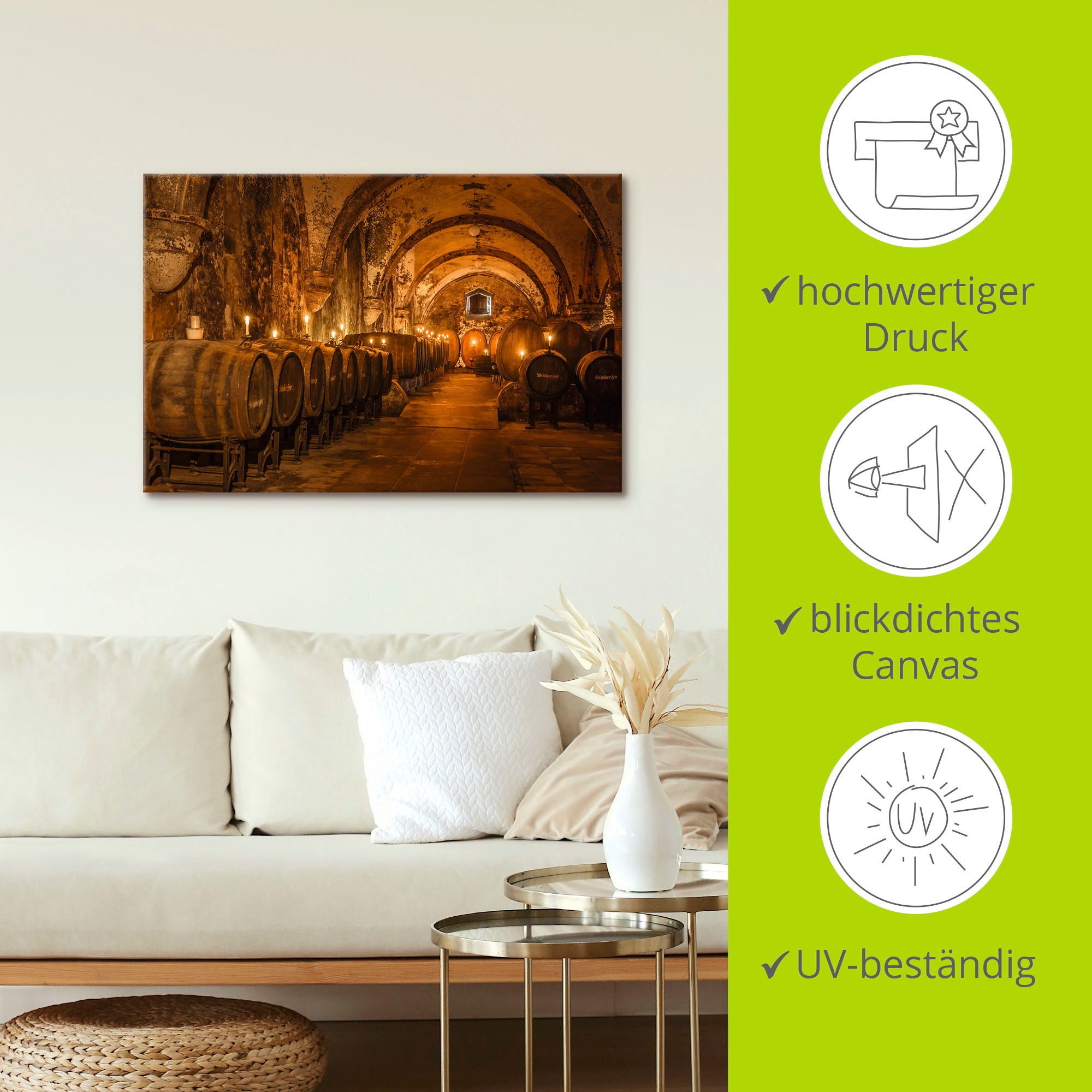 Artland Artprint Historische wijnkelder Eberbach als artprint van aluminium, artprint voor buiten, artprint op linnen, poster in verschillende maten. maten