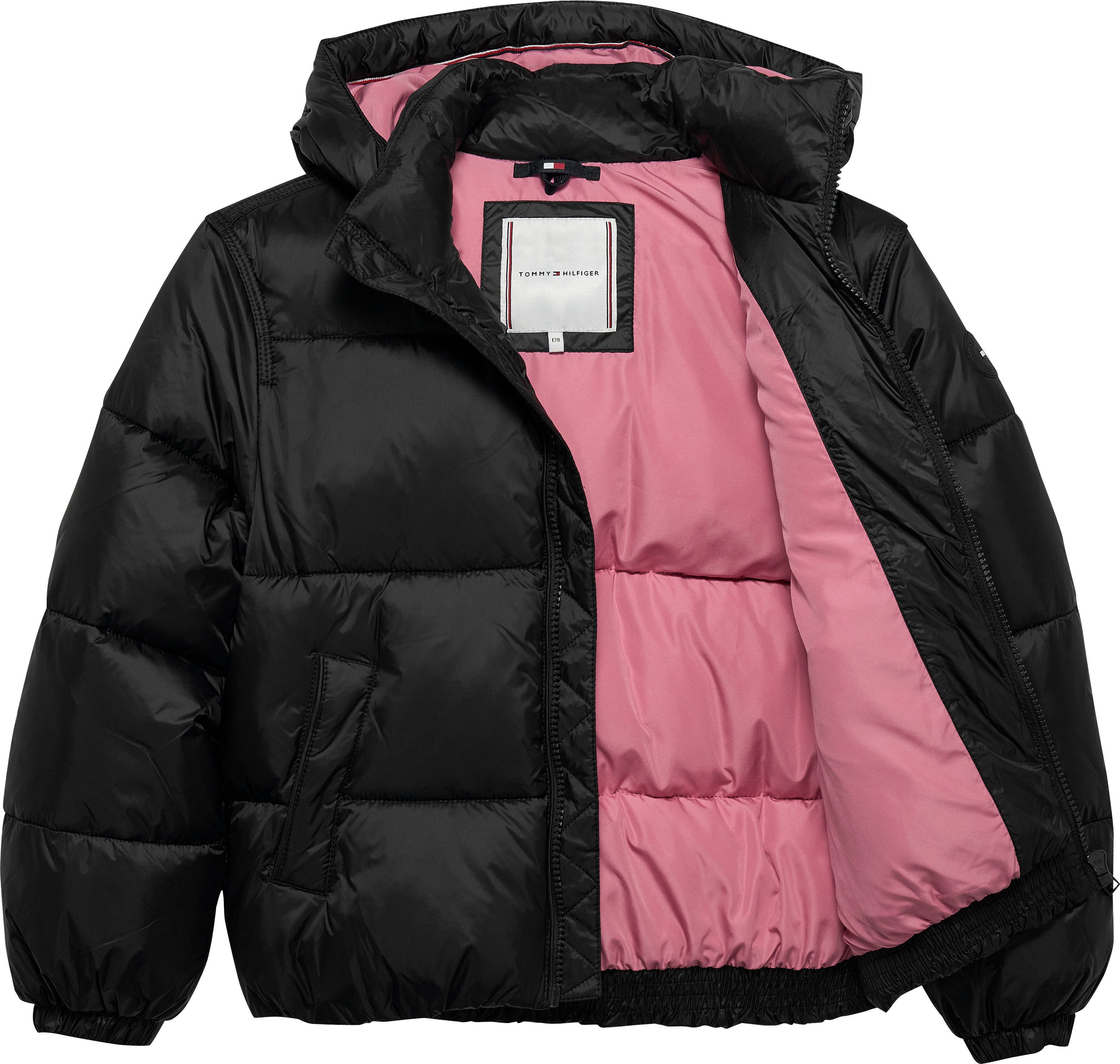Tommy Hilfiger Gewatteerde jas HOODED SHINY PUFFER JACKET