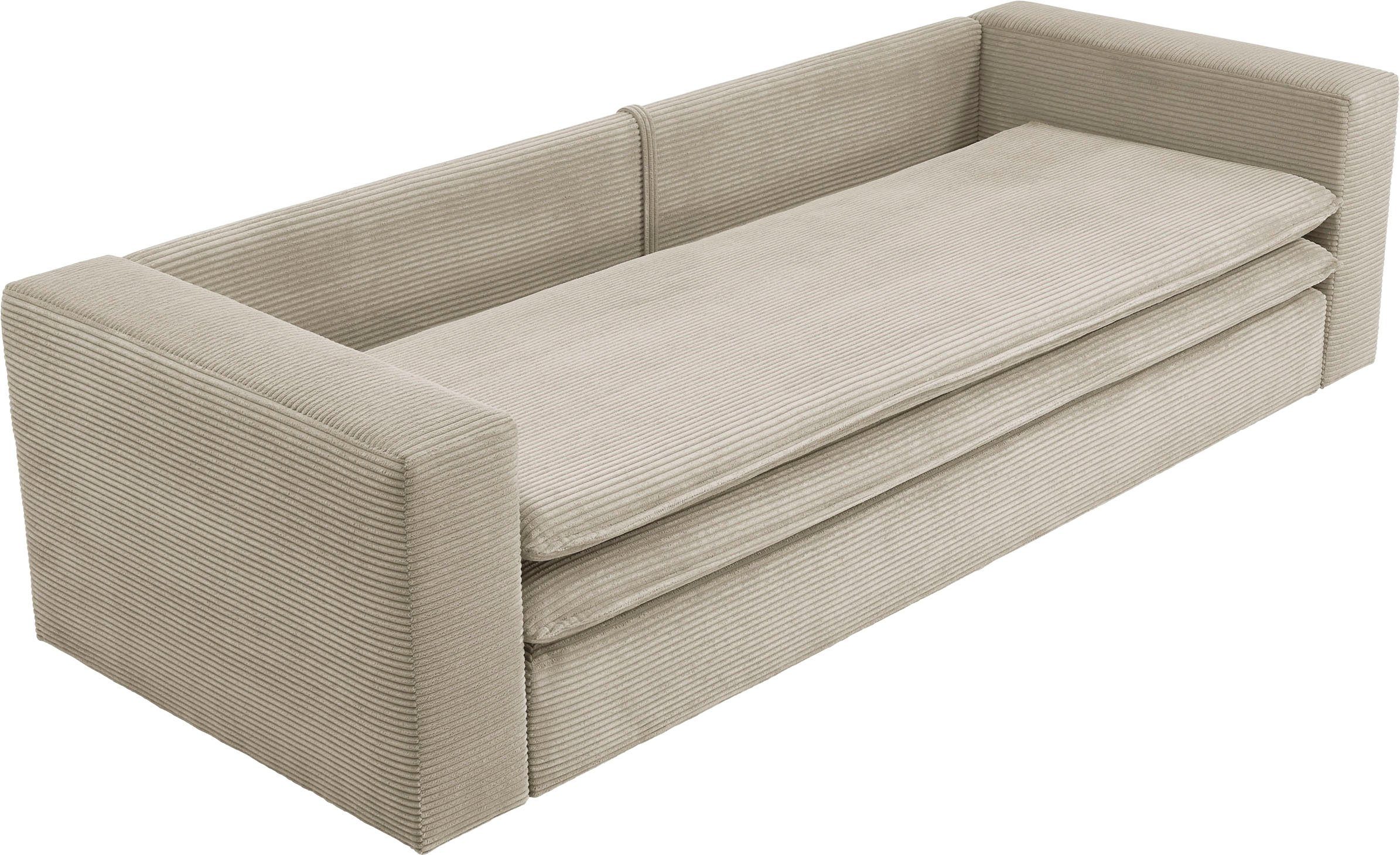 Places of Style 3-zitsbank PIAGGE Cord-bekleding - met slaapfunctie en bedkist, met praktische topmatras