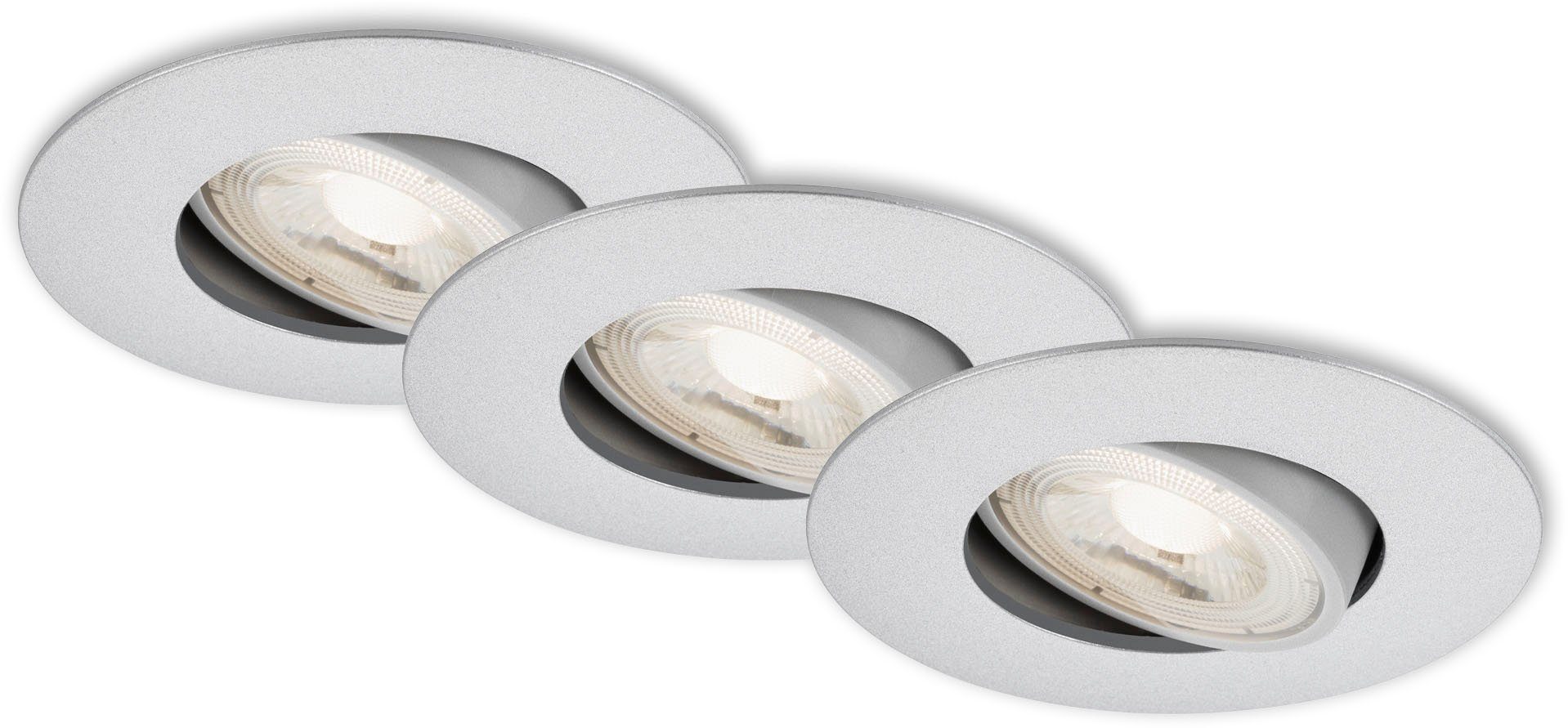 Briloner Leuchten Ledinbouwlamp 7048034 KULANA Inbouwspot SET draaibaar + dimbaar IP23 Ø 9 cm led inbouwverlichting