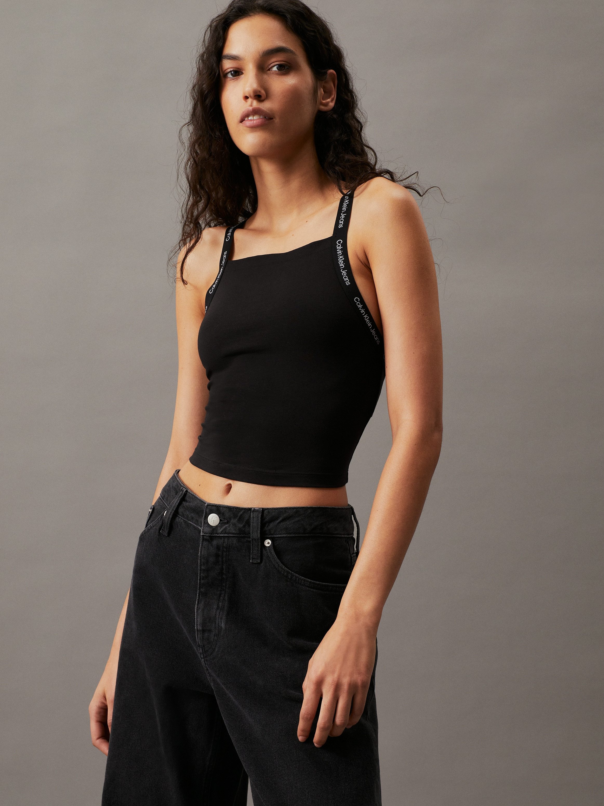 Calvin Klein Top met spaghettibandjes LOGO ELASTIC STRAPPY TOP