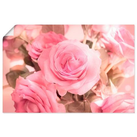 Artland Artprint Boeket roze rozen in vele afmetingen & productsoorten - artprint van aluminium / artprint voor buiten, artprint op linnen, poster, muursticker / wandfolie ook gesc