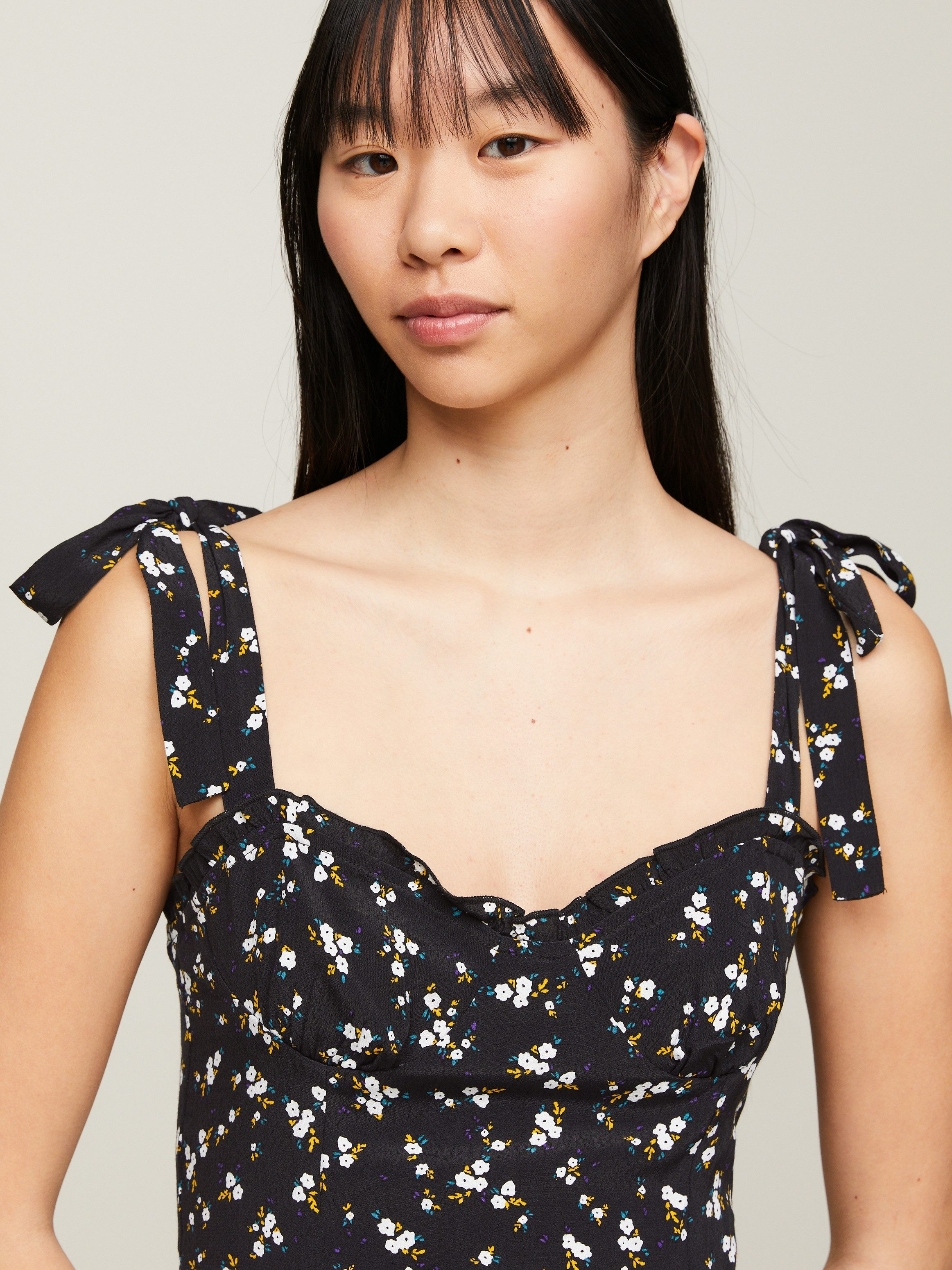 TOMMY JEANS Blousejurk TJW MIDI FLORAL RUFFLE DRESS