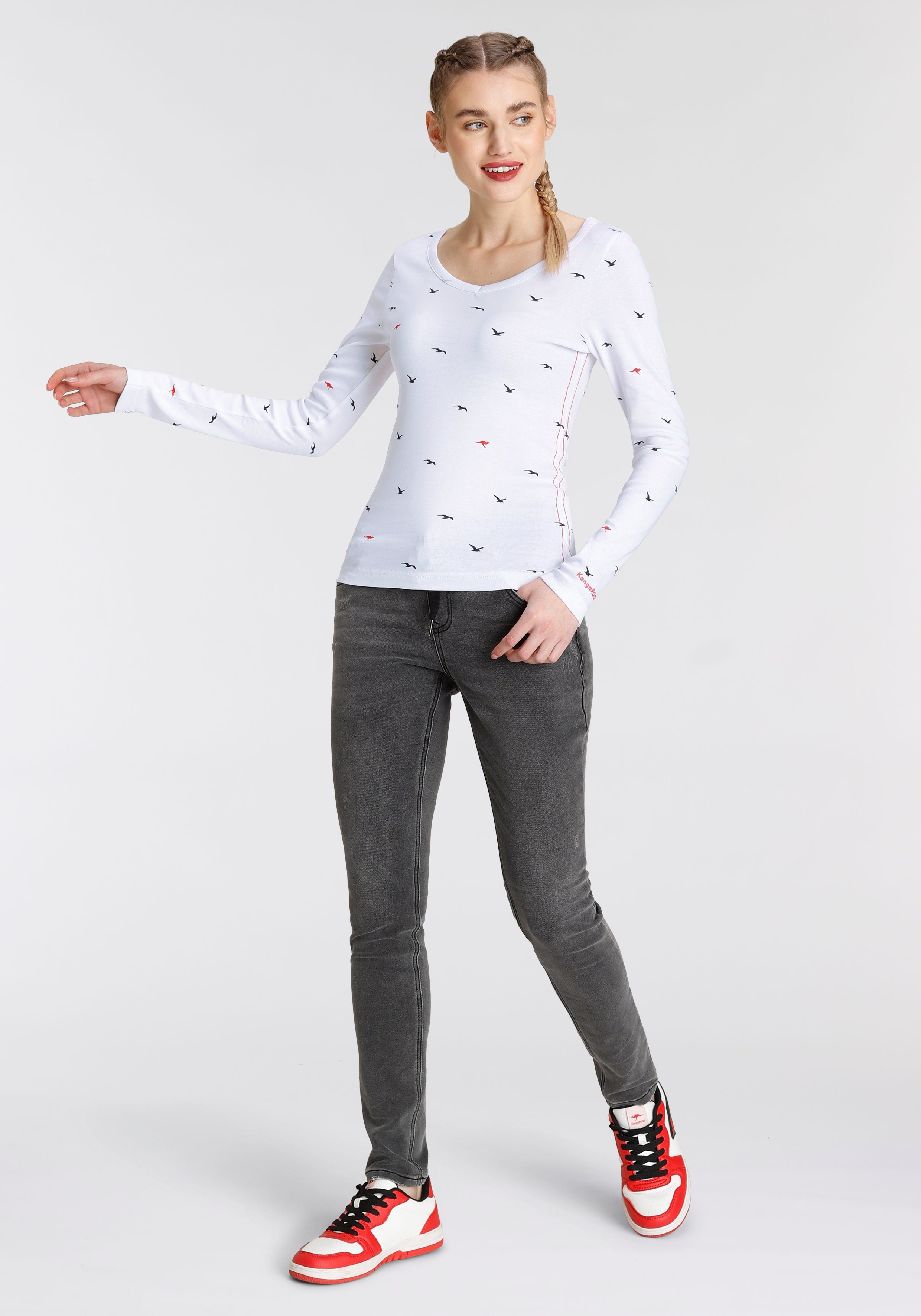 KangaROOS Shirt met lange mouwen met hanzeprint all-over (1-delig)