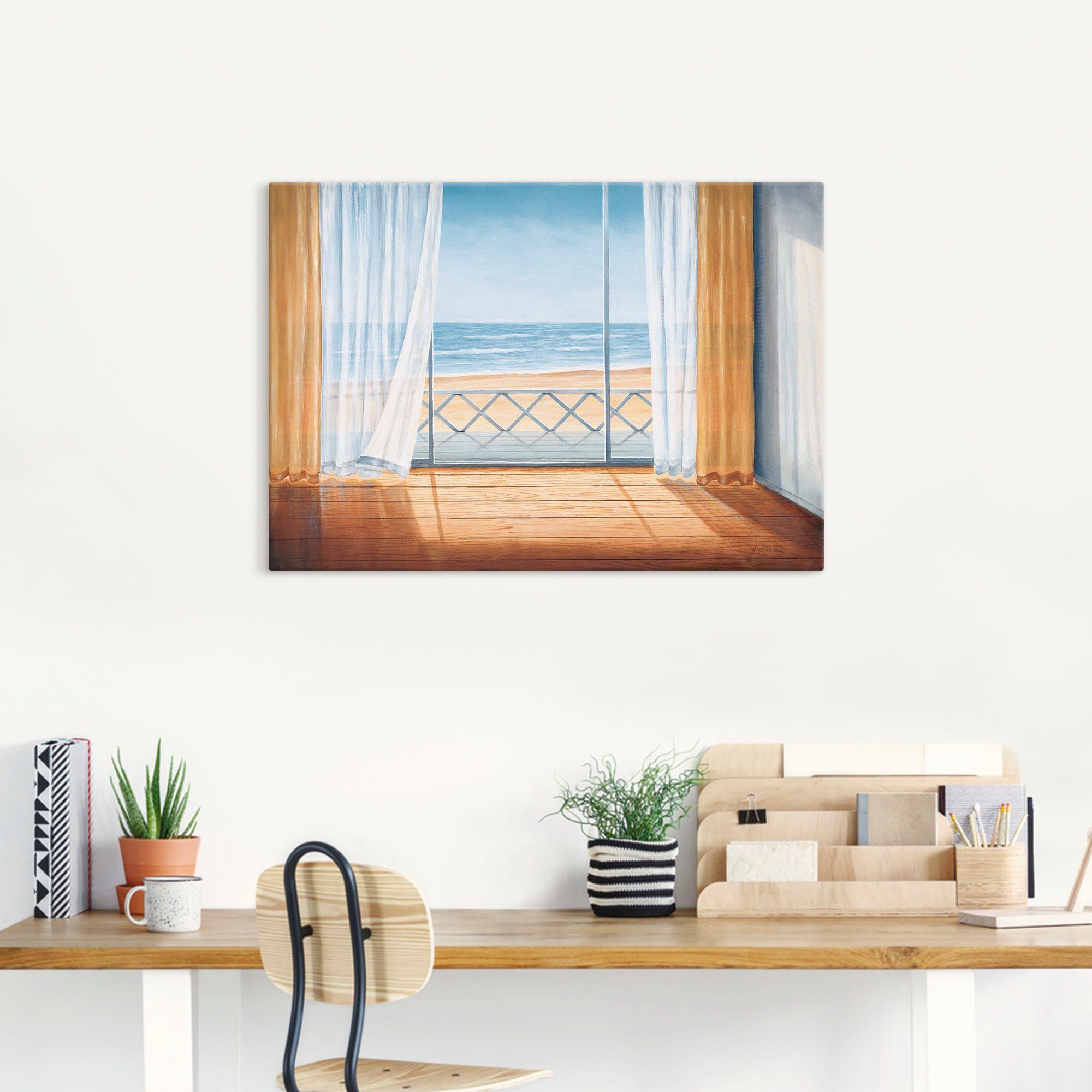 Artland Artprint Terras met zeezicht als artprint van aluminium, artprint voor buiten, artprint op linnen in verschillende maten