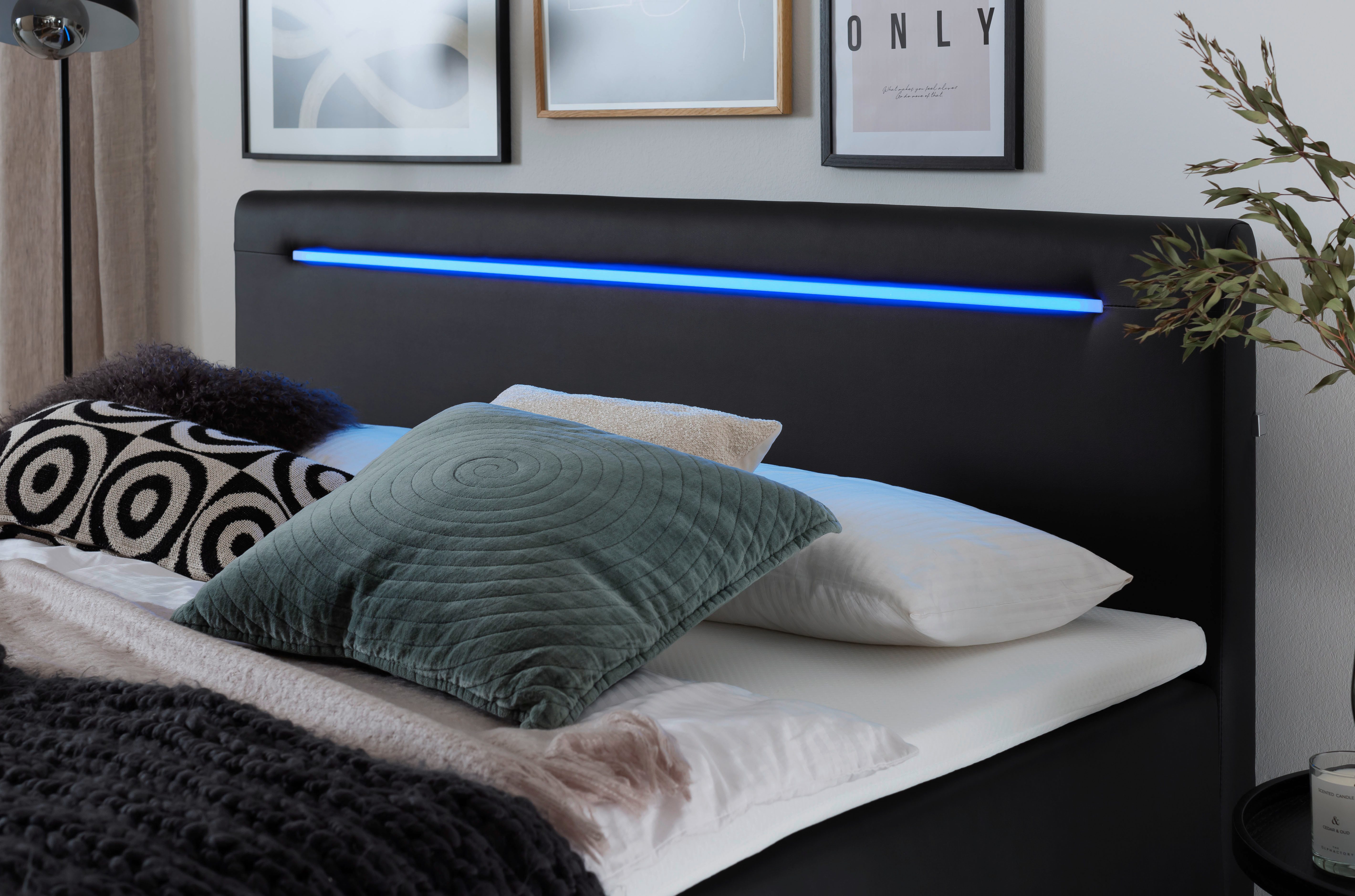 meise.möbel Boxspring Las Vegas 2 inclusief ledverlichting in het hoofdbord, met bedkist en topmatras