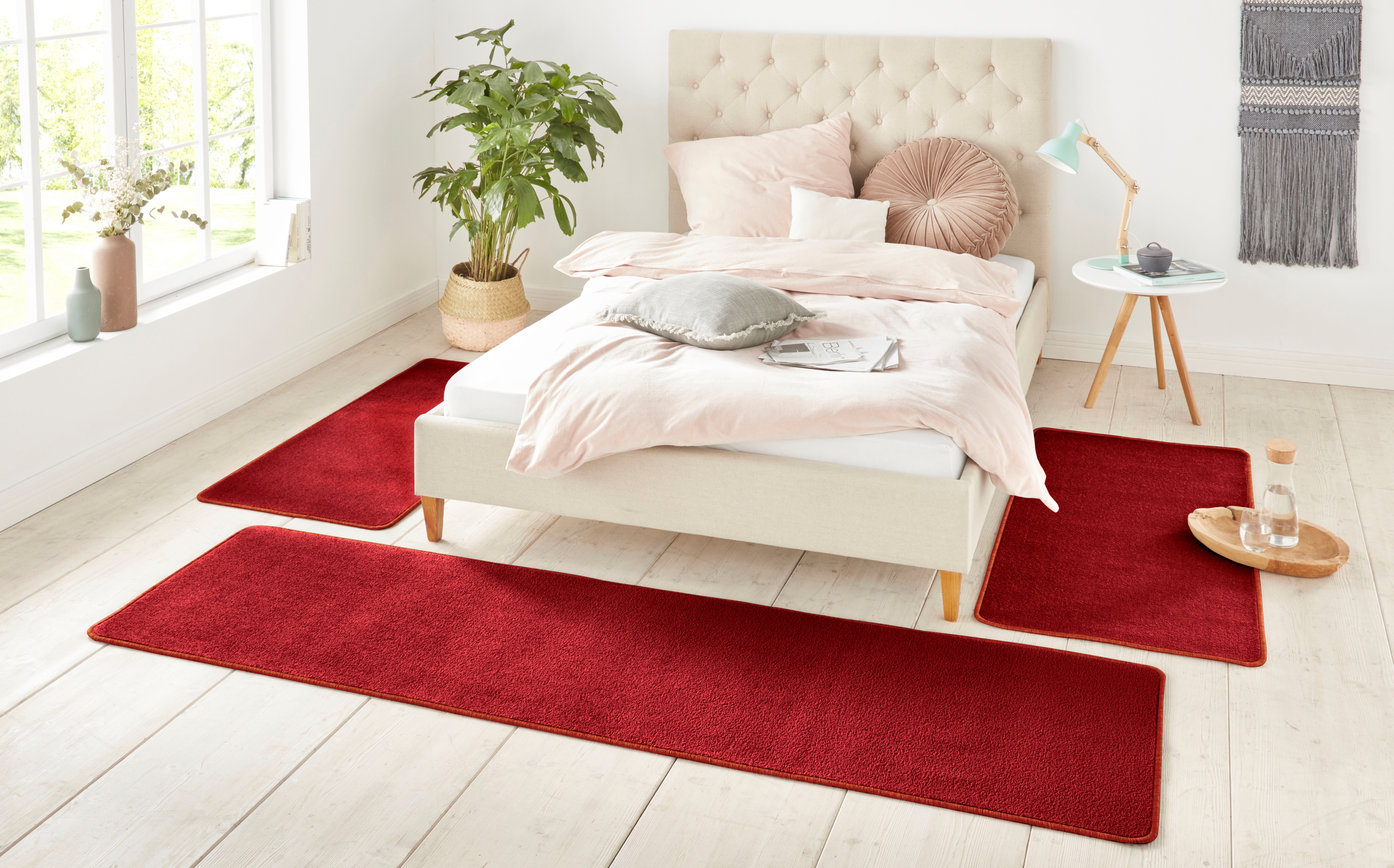 HANSE Home Set slaapkamerkleedjes Shashi Korte pool, unikleur, vloerkleed, bedloper, slaapkamerkleed, loper