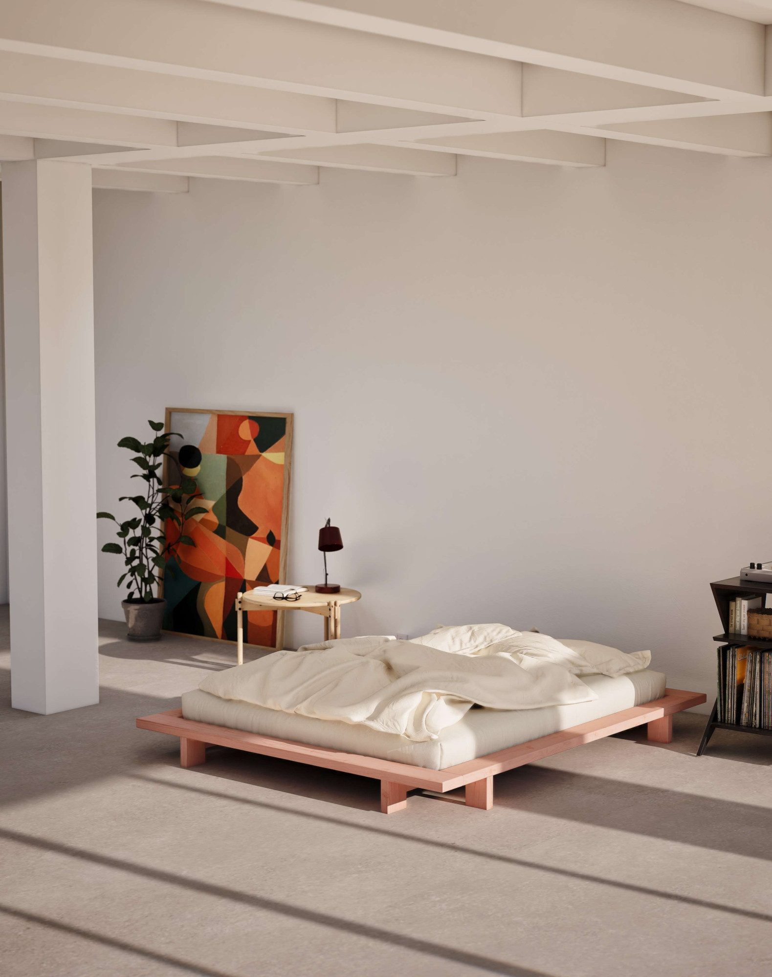 Karup Bedframe JAPAN BED grondbed, houten frame, futonbed, jeugdbed, houten bed Massief houten bed met lattenbodem, massief grenen, bed zonder hoofdeinde