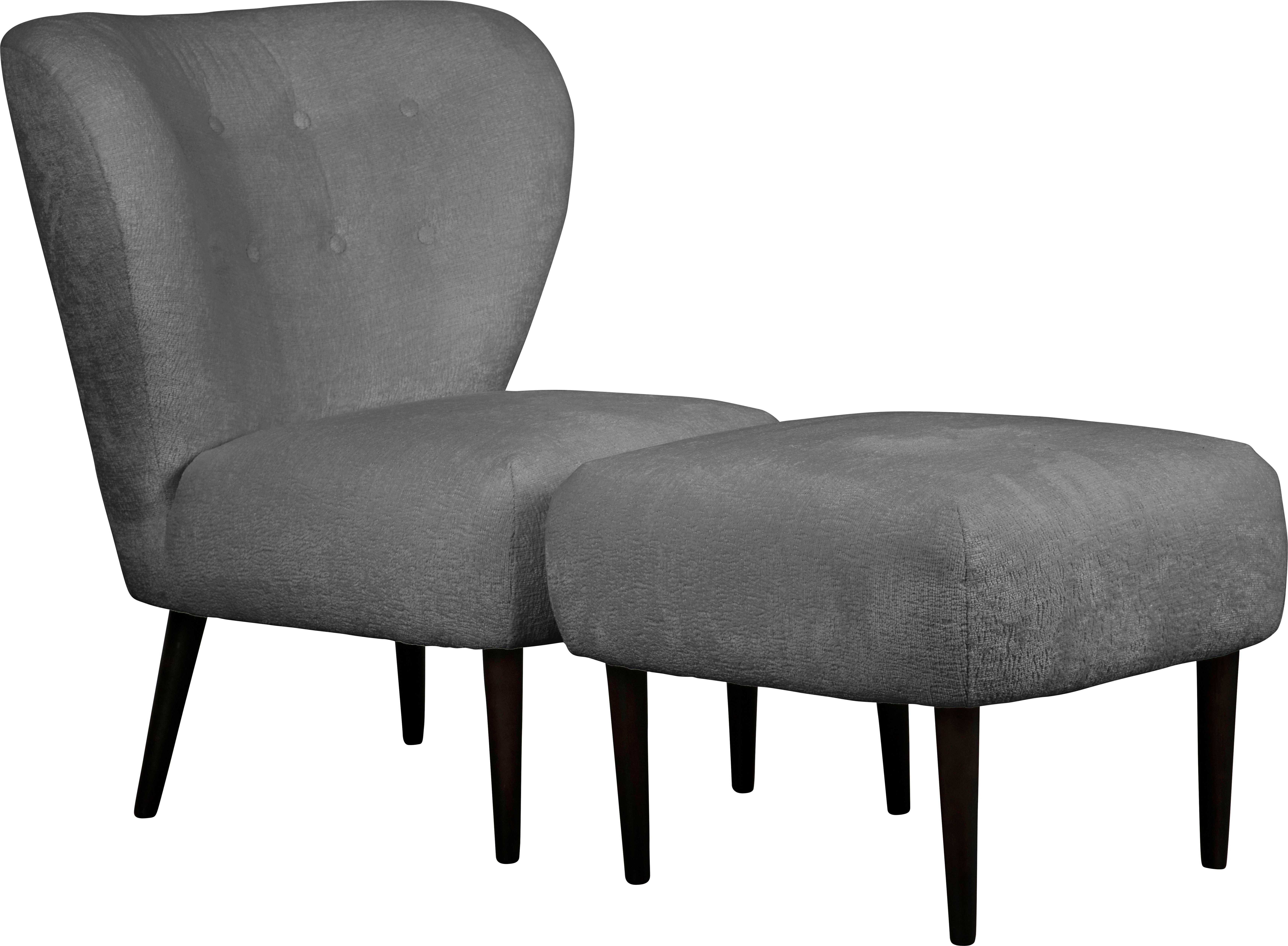 LeGer Home by Lena Gercke Fauteuil Dinah Knoopdetails op de achterkant, naar keuze met of zonder poef/voetenbank