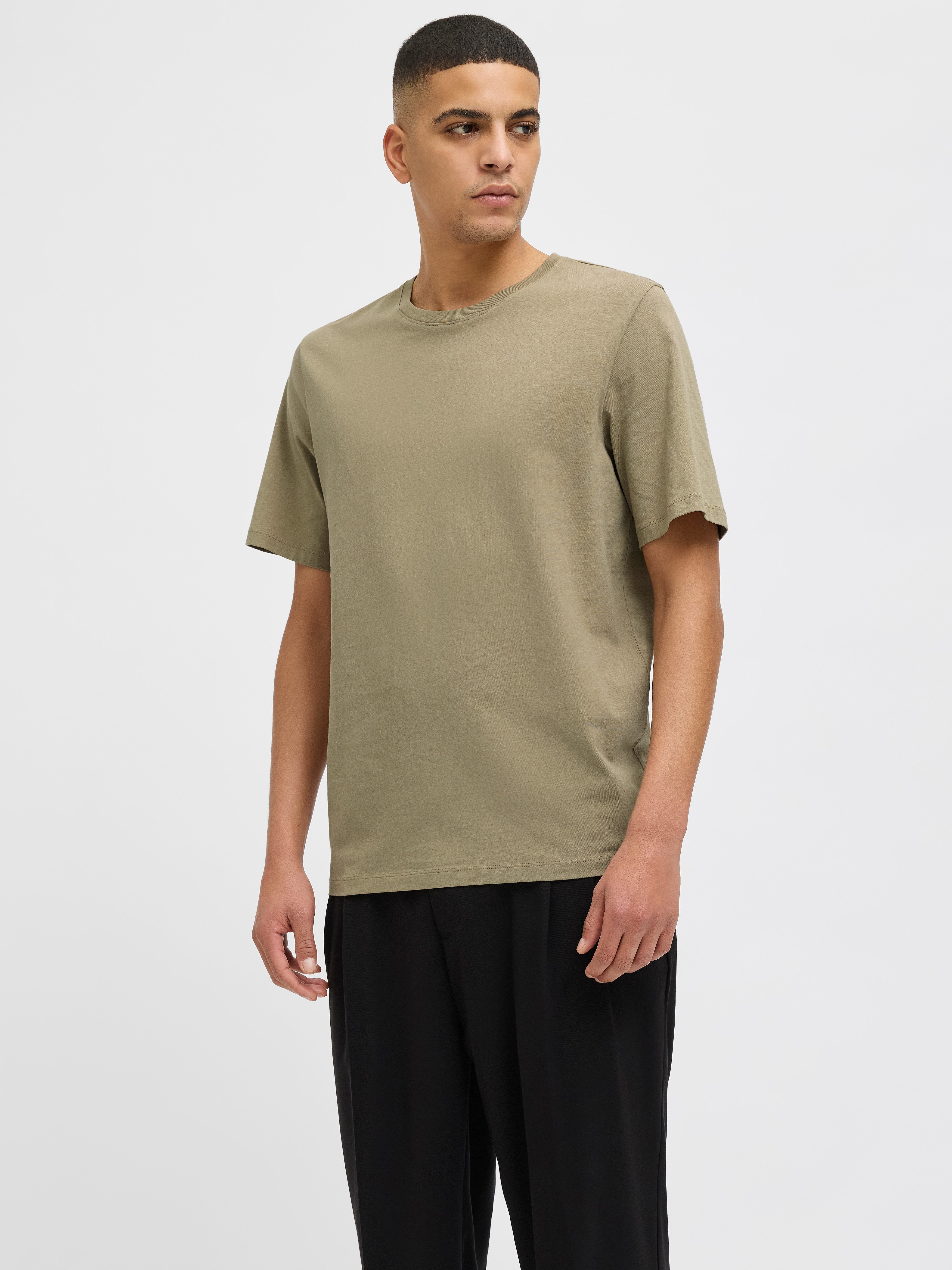 Jack & Jones Shirt met ronde hals JJEORGANIC BASIC TEE SS O-NECK NOOS heren ronde hals maat L groen