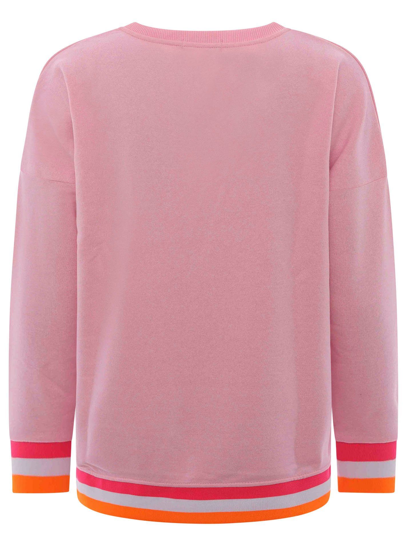 Zwillingsherz Sweatshirt met v-hals en geborduurd "moin" in neonkleuren