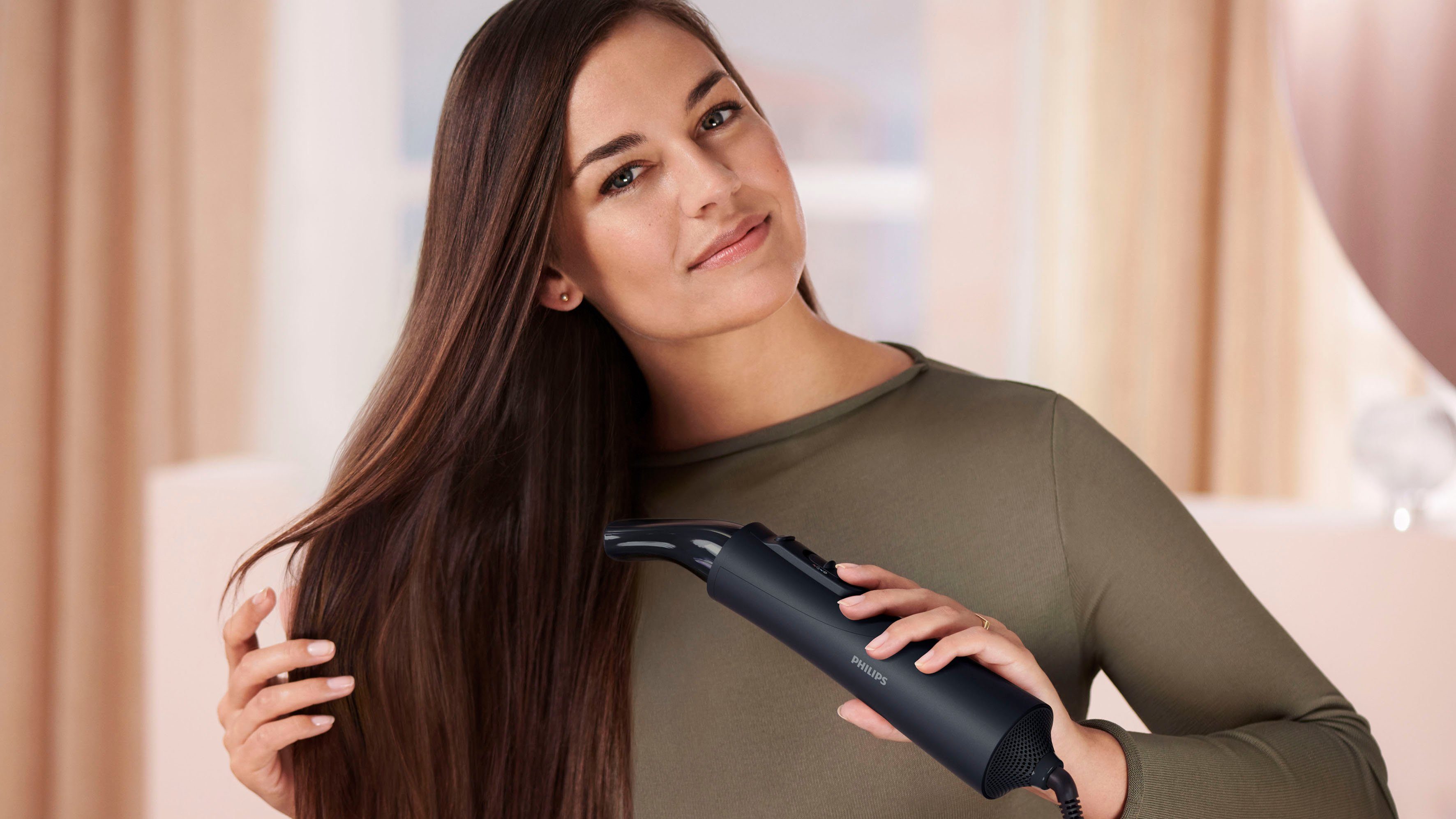 Philips Stylingborstel met warme lucht AirStyler Series 5000 BHA530/00 met ionen technologie, arganolie keramische coating en 5 opzetstukken