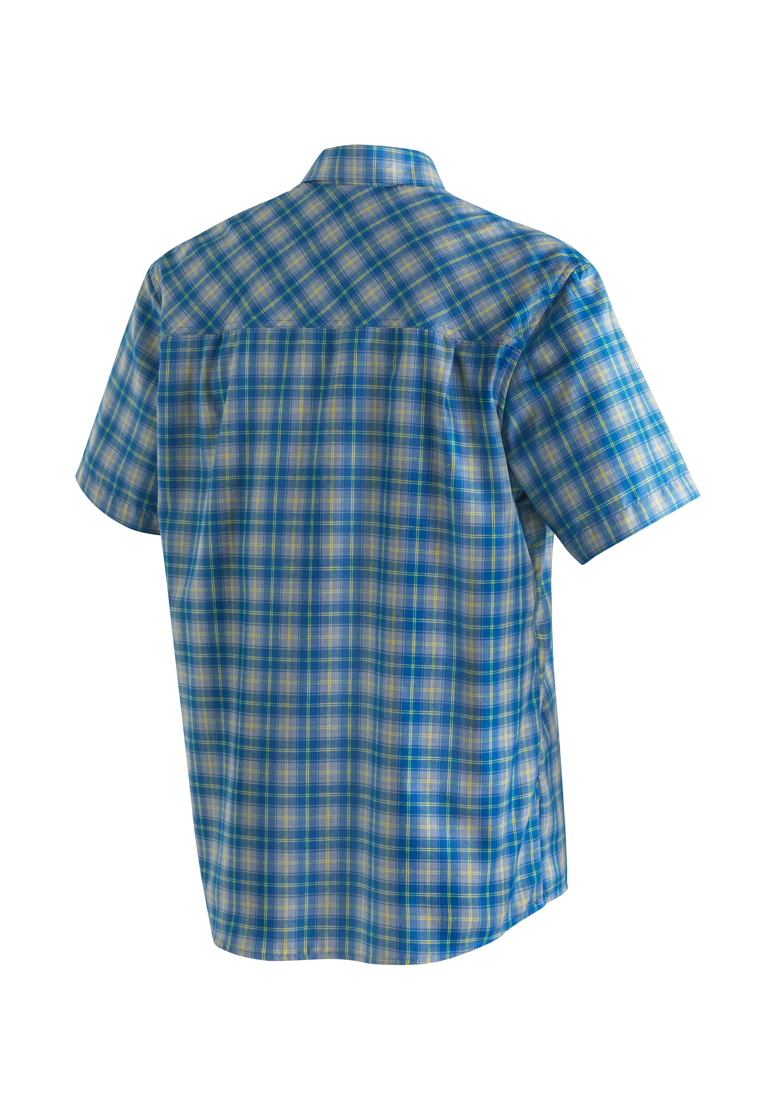 Maier Sports Functioneel shirt Mauro Geruite overhemd met korte mouwen voor wandelen, reizen en vrije tijd
