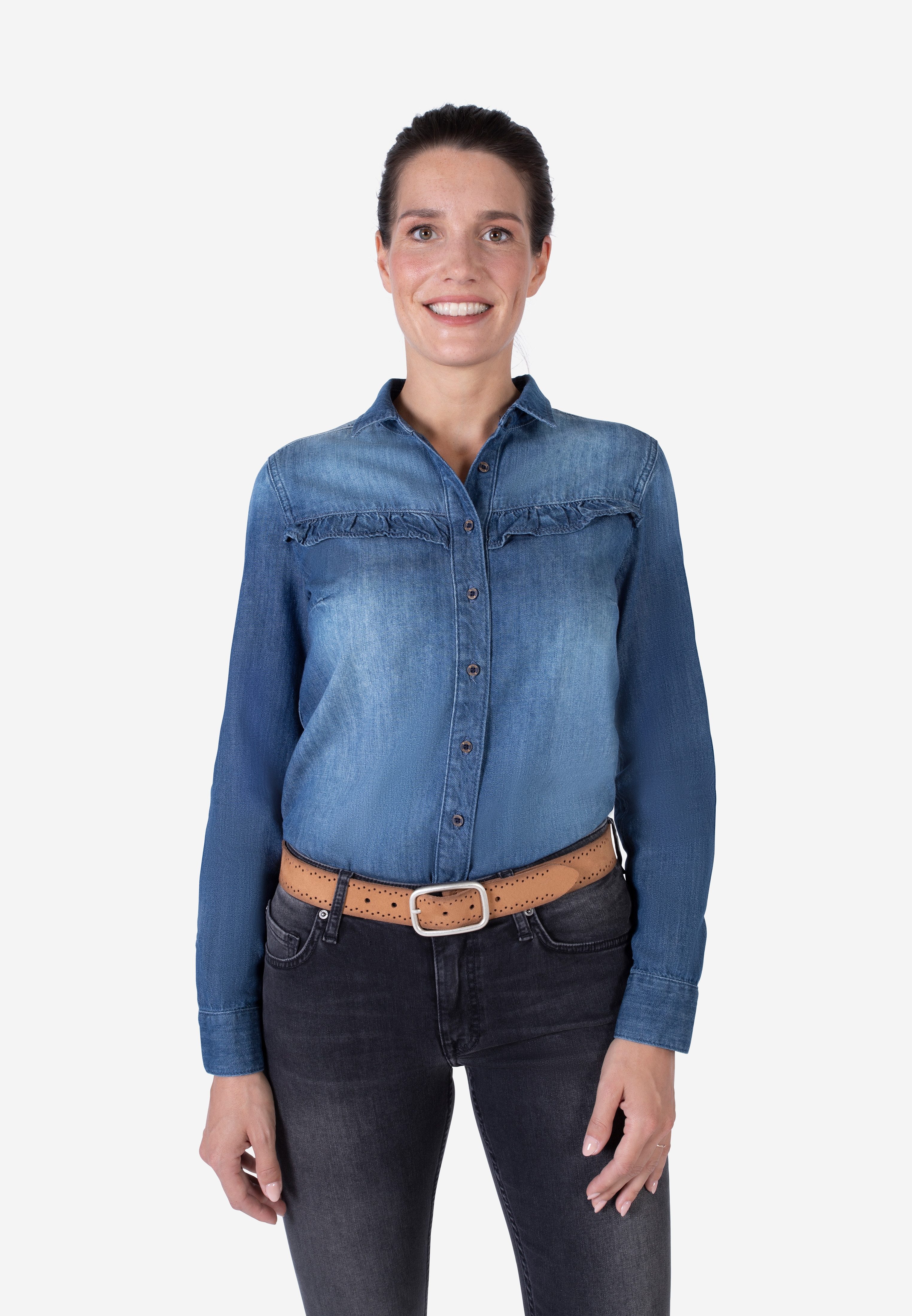 MUSTANG Leren riem Robuust, geperforeerd rundleer met perforatie, 3,5 cm