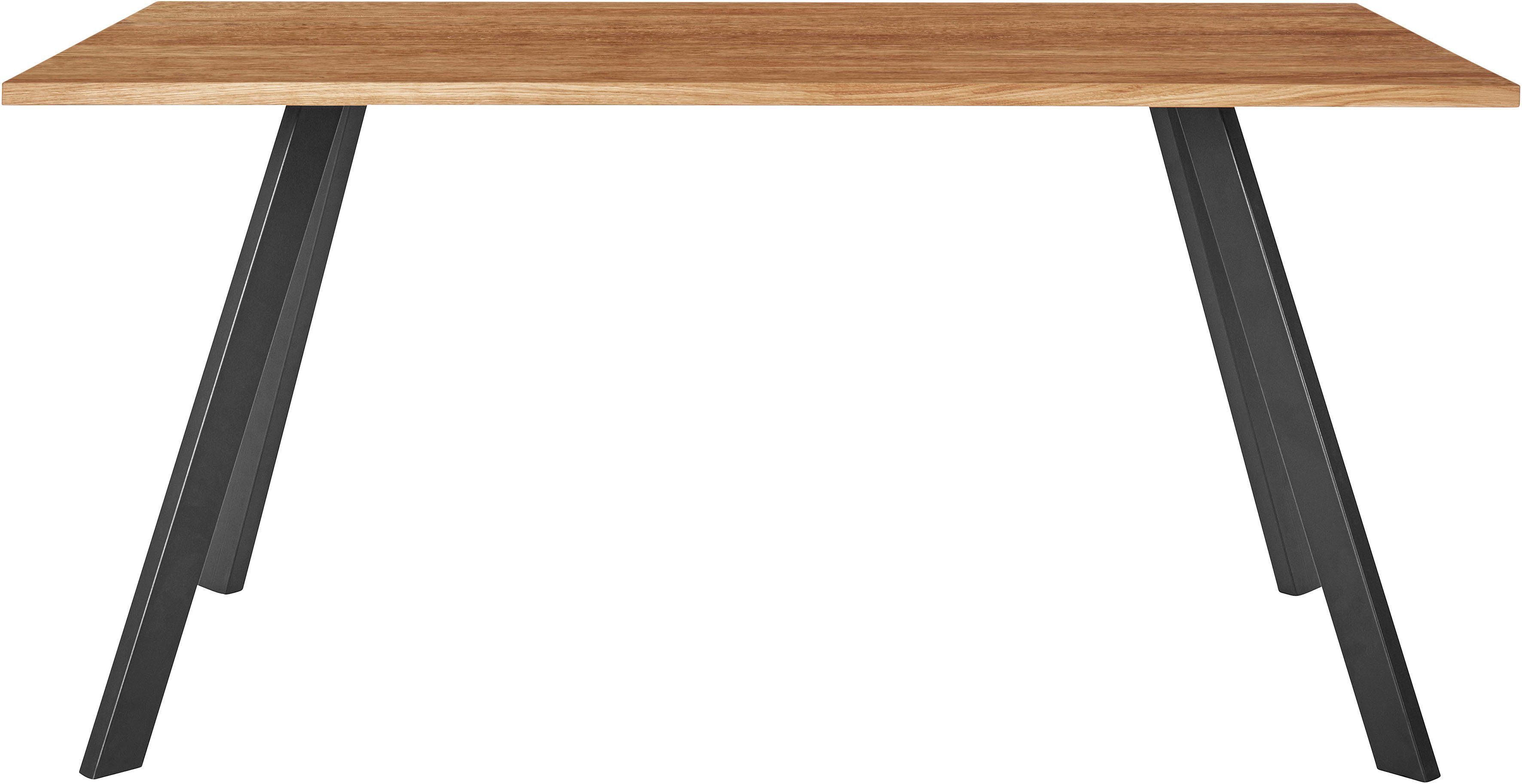 andas Eettafel Tafelblad van massief eiken, massief FSC®- hout, onderstel van metaal