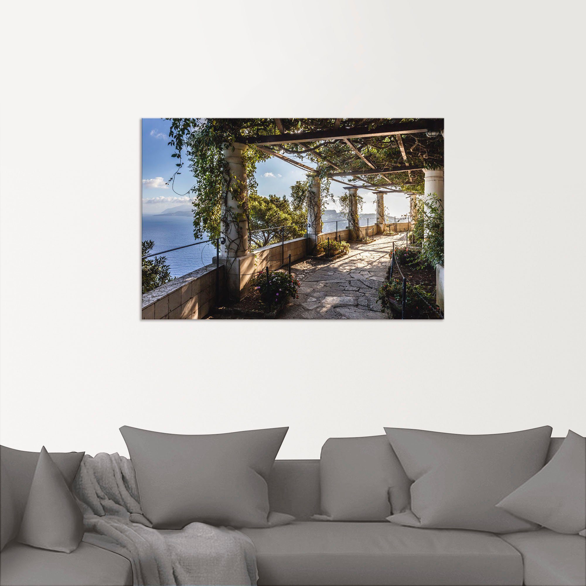 Artland Artprint Tuin van de villa San Michele op capri als artprint van aluminium, artprint voor buiten, artprint op linnen, poster, muursticker