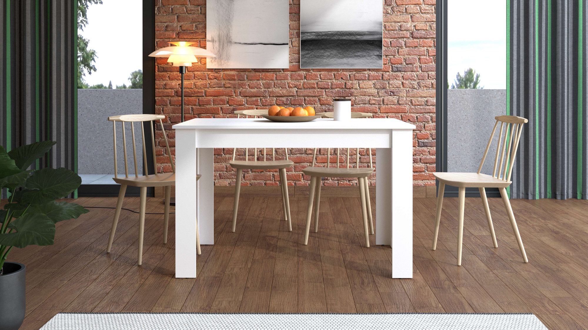 Home affaire Eettafel Hamar Esszimmertisch 120x80, Weiß oder Eiche Holz Küchentisch