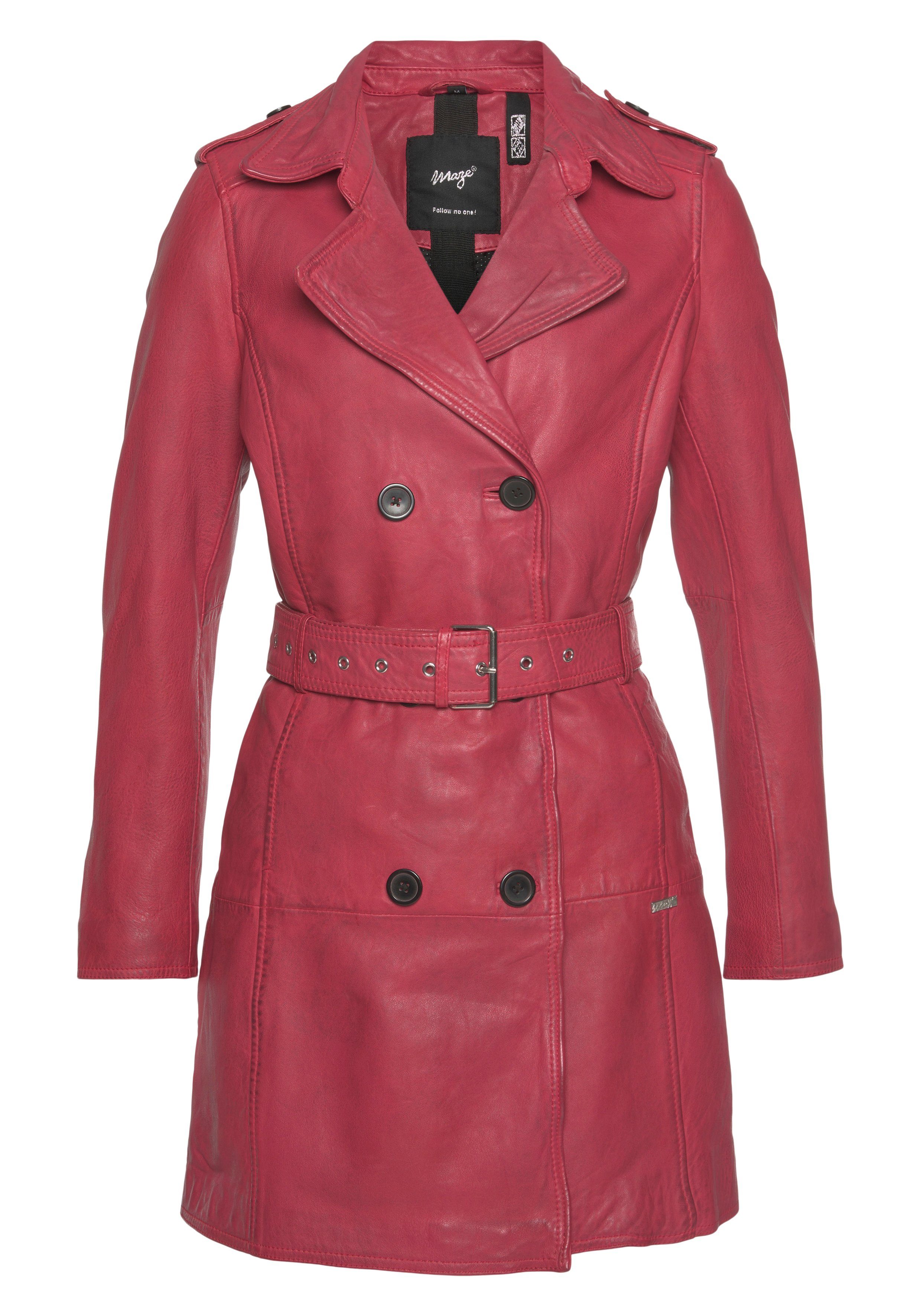 Maze Leren jack in trenchcoat-look