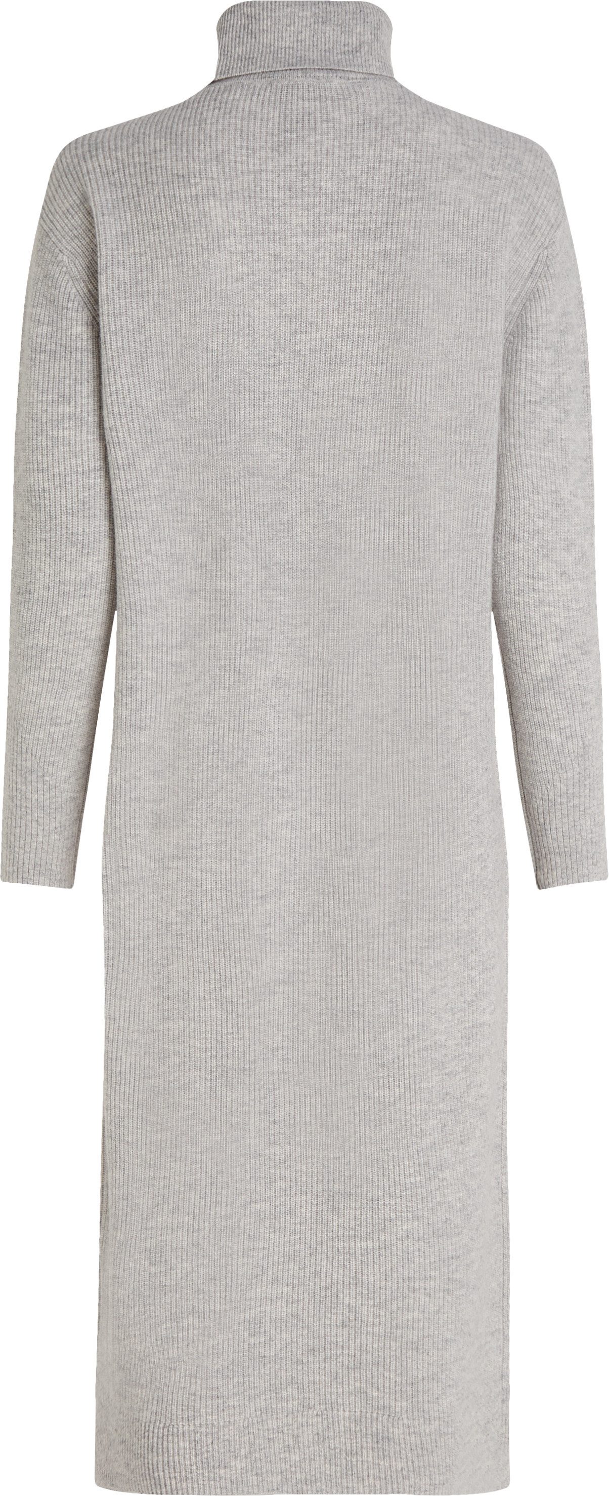 Tommy Hilfiger Gebreide jurk WOOL CASH ROLL-NK LONG DRESS met logo-borduursel in riblook