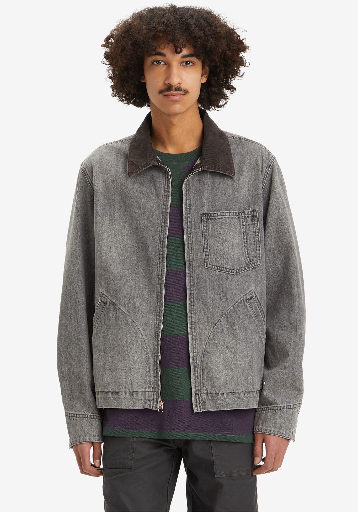 Levi's® Jeansjack FULL ZIP MECHANICS TRKR met rits en kraag met cord-inzet