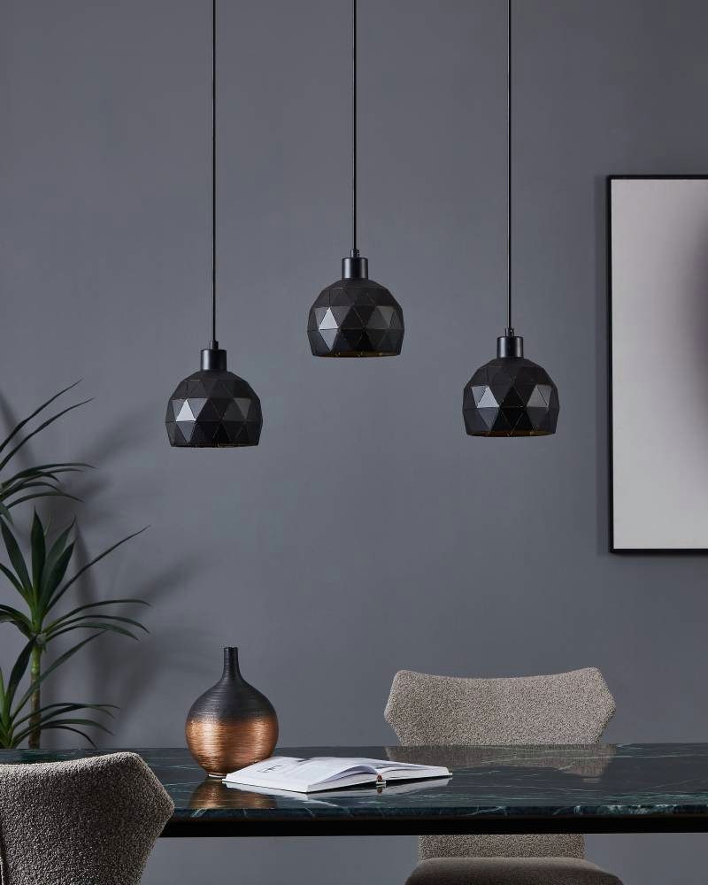 EGLO Hanglamp ROCCAFORTE Hanglamp, hanglamp van metaal in zwart en goudkleur, E14 fitting (1 stuk)