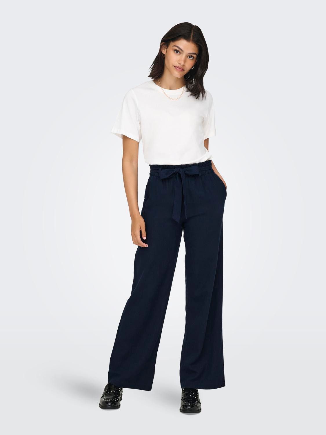 JDY Culotte SAY MW LINEN BELT PANT WVN NOOS