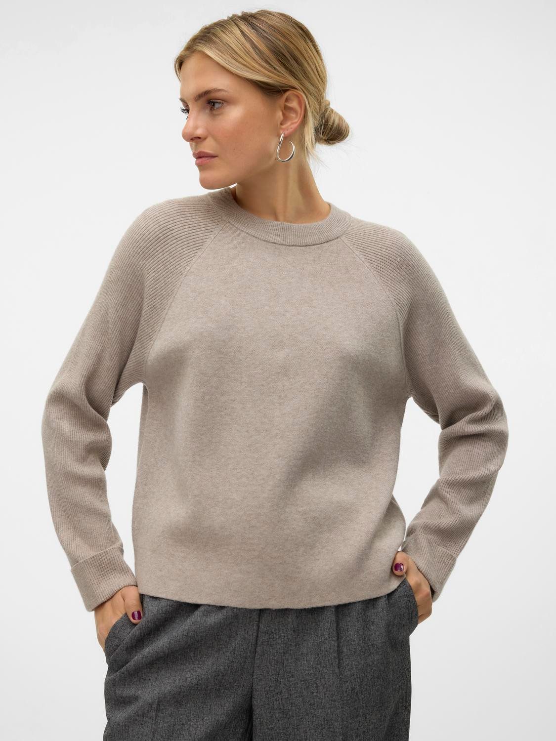 Vero Moda Gebreide trui VMGOLD MIX LS O-NECK PULLOVER GA