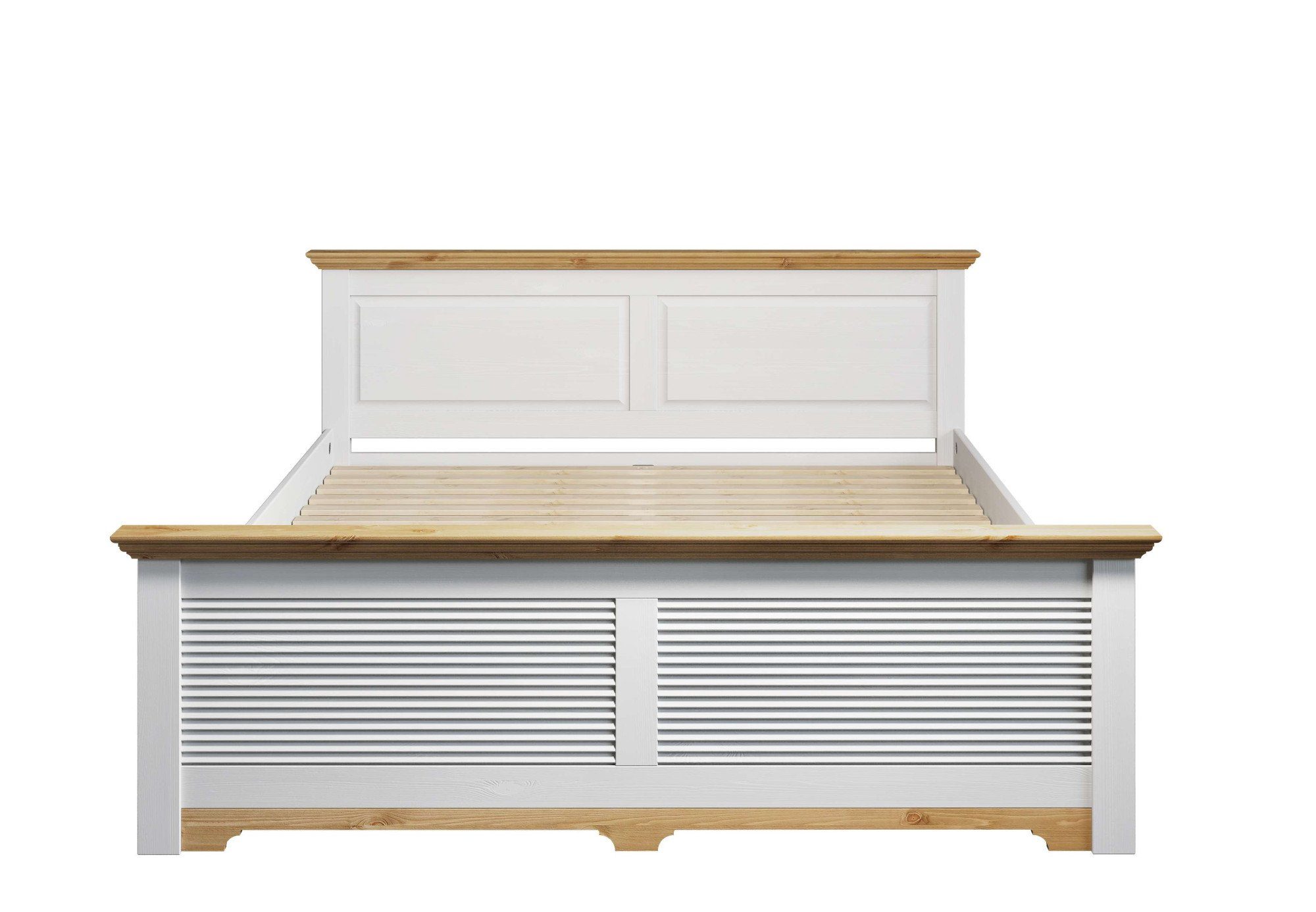 Home affaire Bed Rauna, landhuisstijl, elegant design met lamellen en kassetten, 2 kleuren