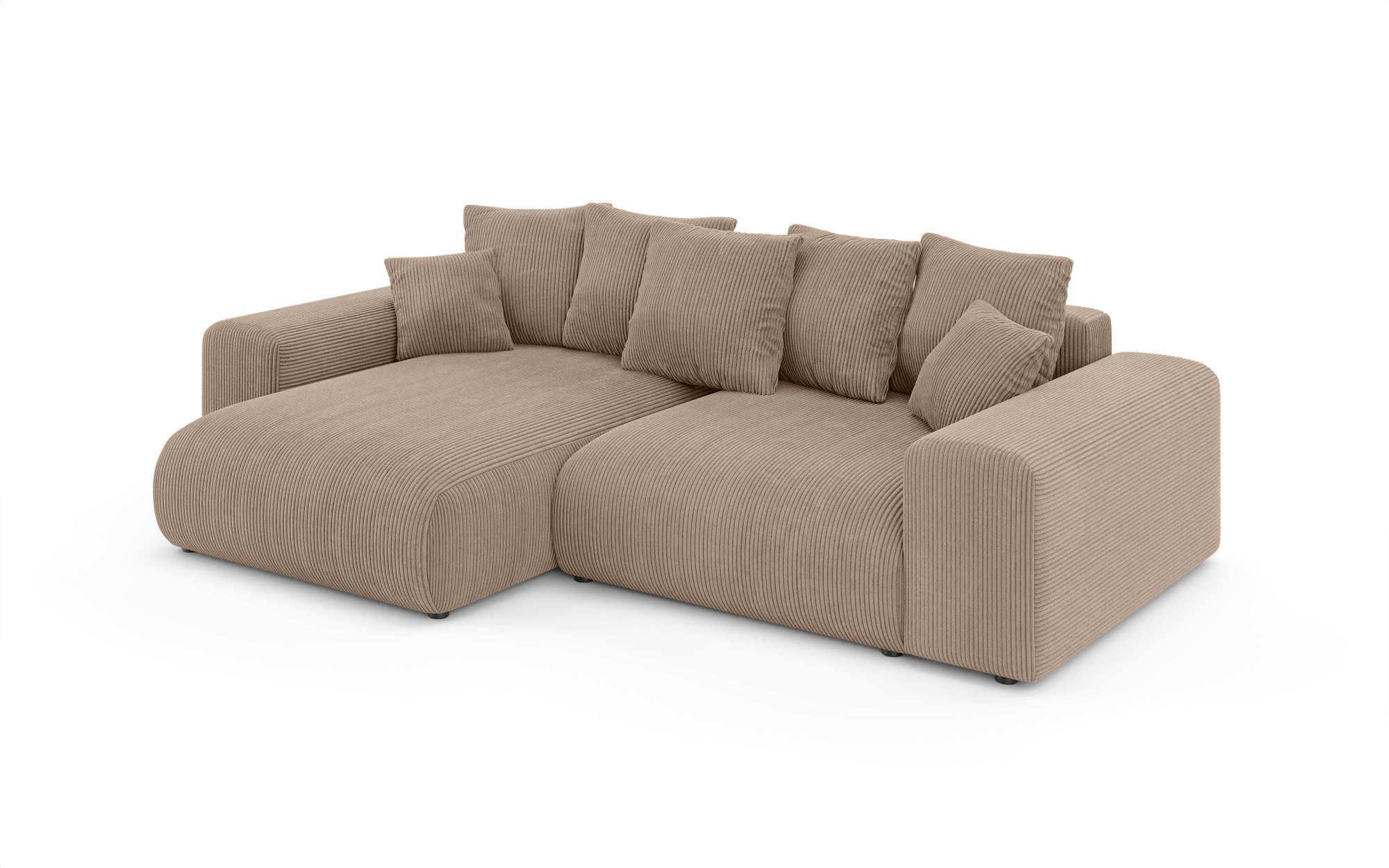 Home affaire Hoekbank LAKESIDE met bedfunctie en bedlade, B/D/H 257/166/84 cm L-vorm, recamiere aan beide zijden monteerbaar, golfondersteuning