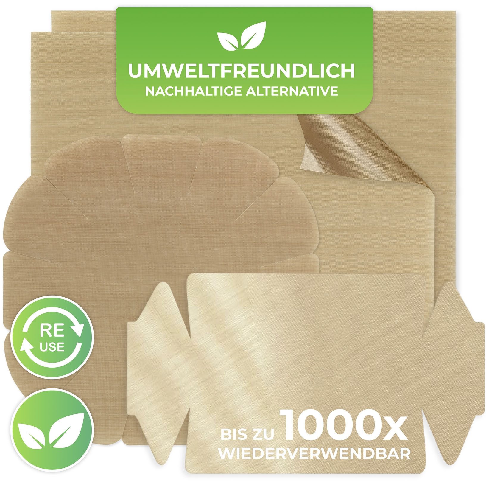 Maximex Bakmat Anti-aanbak snede voor ronde en vierkante bakvormen, herbruikbaar (set, 4-delig)