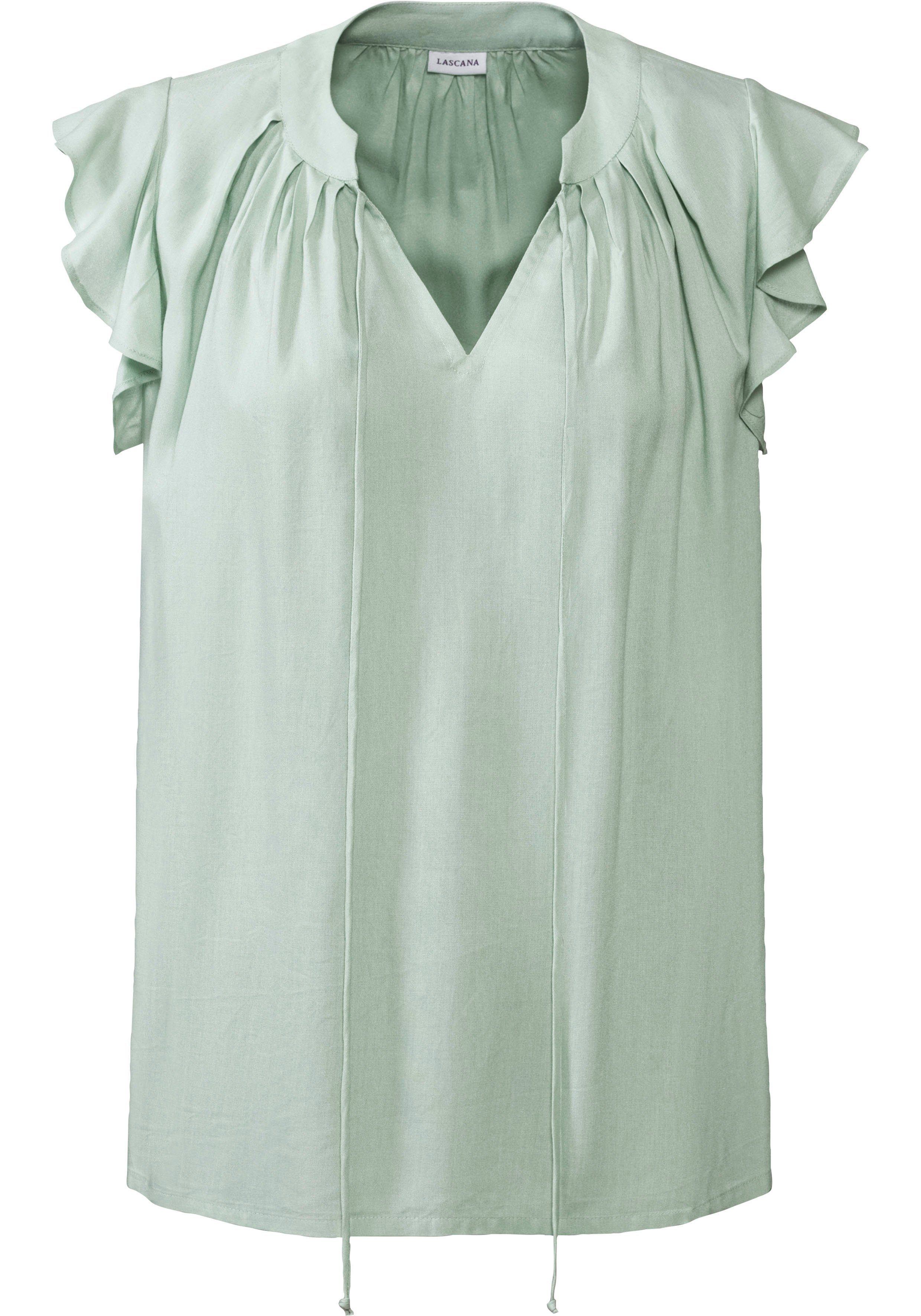 Lascana Blouse zonder sluiting met ruches-mouwen, korte mouwen blouse, elegant
