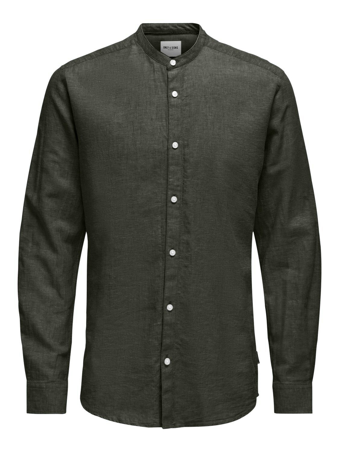 ONLY & SONS Overhemd met lange mouwen ONSCAIDEN LS SOLID LINEN MAO SHIRT NOOS