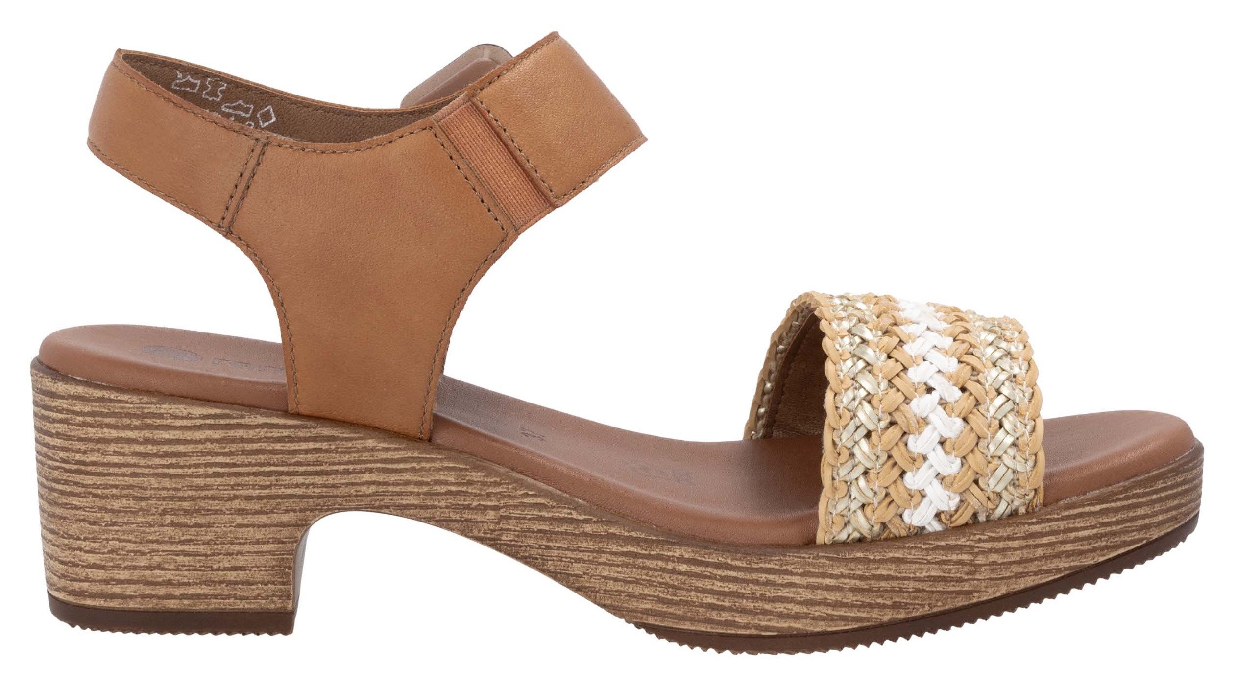 Remonte Sandaaltjes , blockhak, plateau, sandaal, zomerschoen met bandage in jute-look