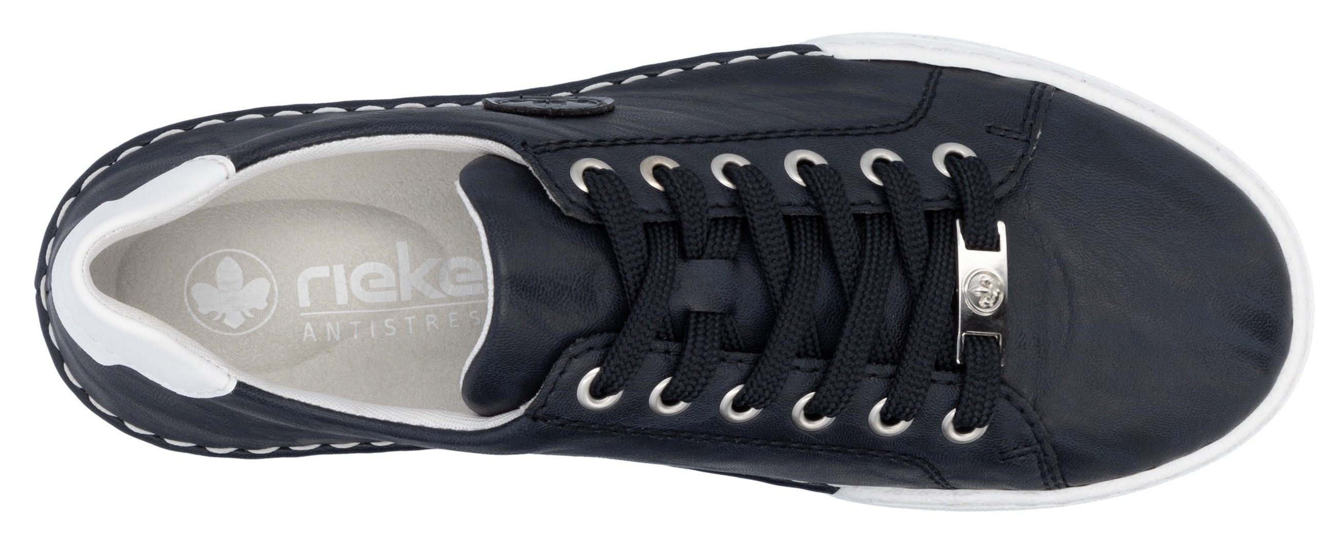 Rieker Plateausneakers , veterschoenen, lage schoen, vrijetijdsschoen met witte randnaad