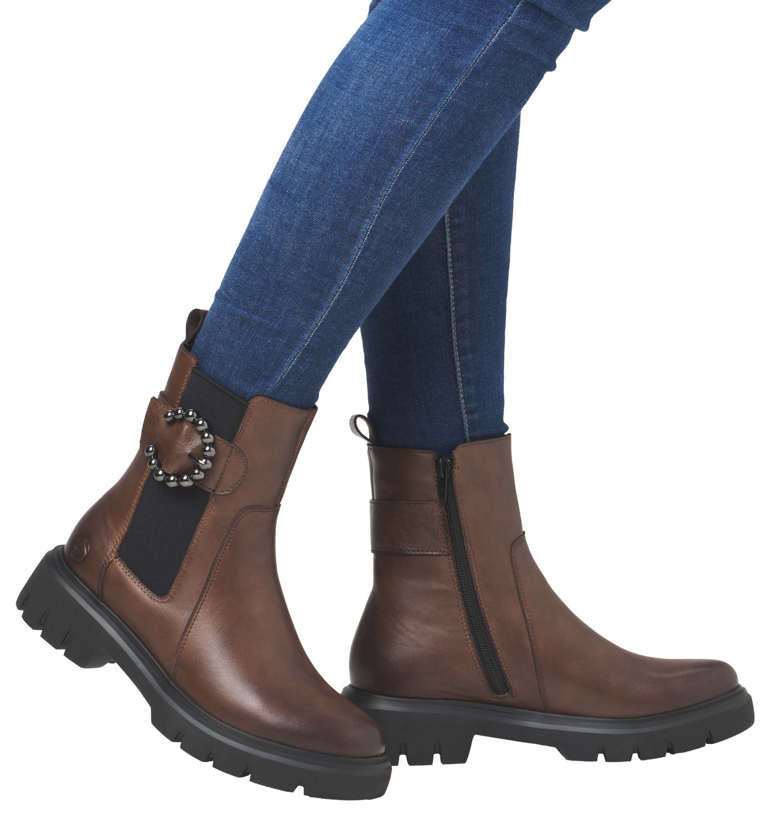 Remonte Chelsea-boots blokhak, businessmode, enkellaars met mooie decoratieve gesp